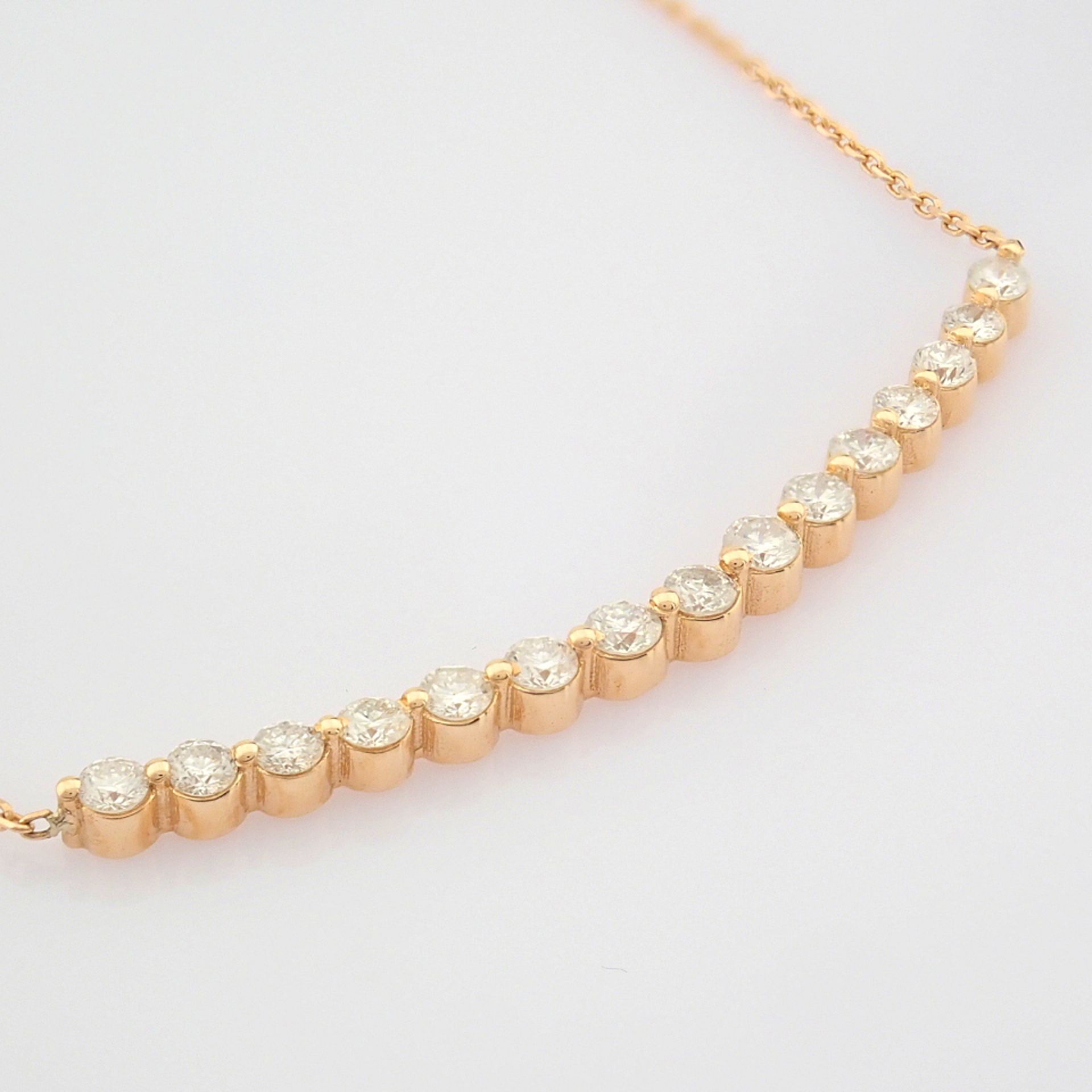 Certificated 14K Rose/Pink Gold Diamond Necklace (Total 0.49 ct Stone) - Image 5 of 9
