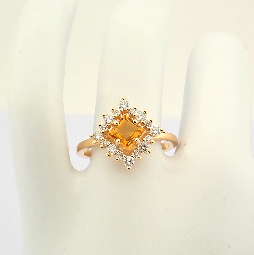 Certificated 14K Rose/Pink Gold Diamond & Citrin Ring (Total 0.97 ct Stone) - Image 8 of 9