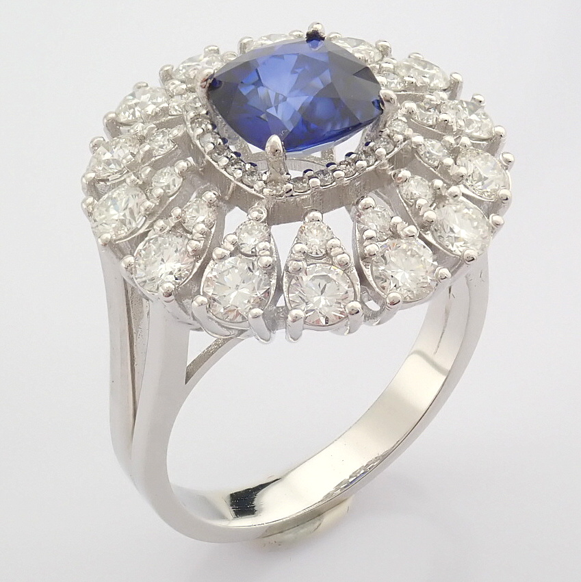 Certificated 14K White Gold Diamond & Sapphire Ring (Total 3.17 ct Stone) - Image 12 of 13