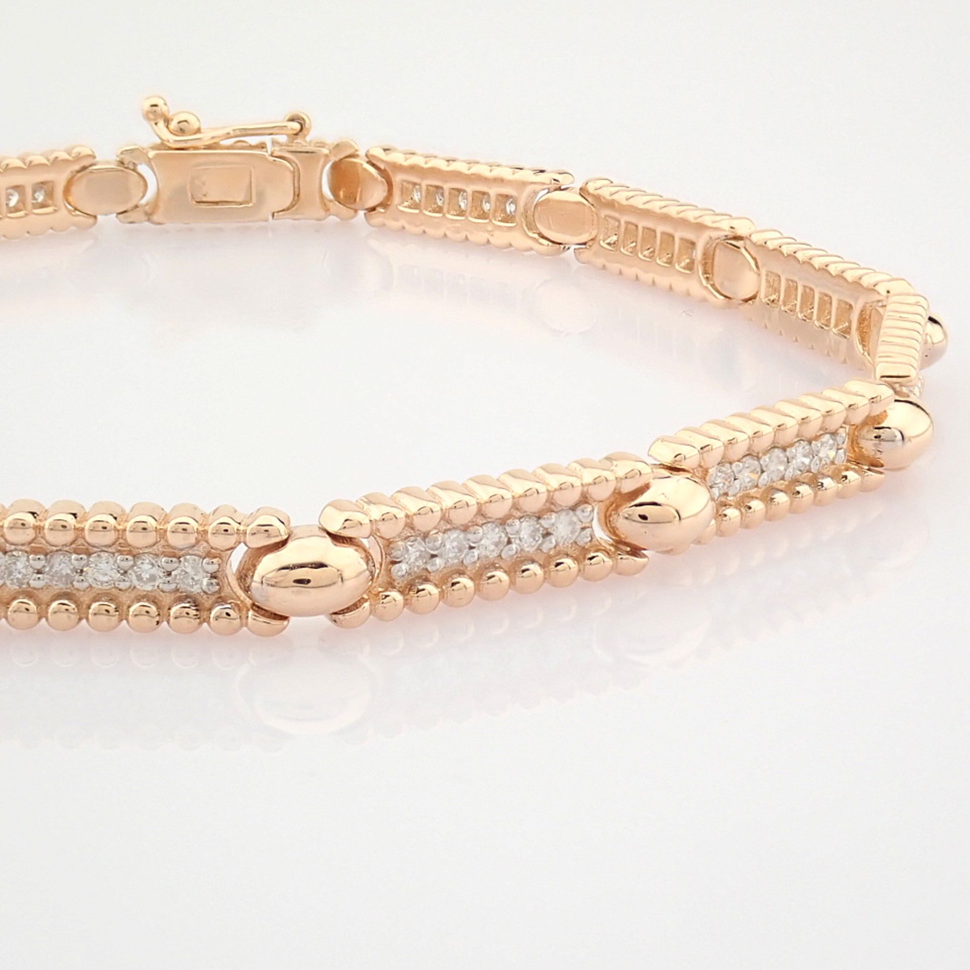 Certificated 14K Rose/Pink Gold Diamond Bracelet (Total 0.52 ct Stone)