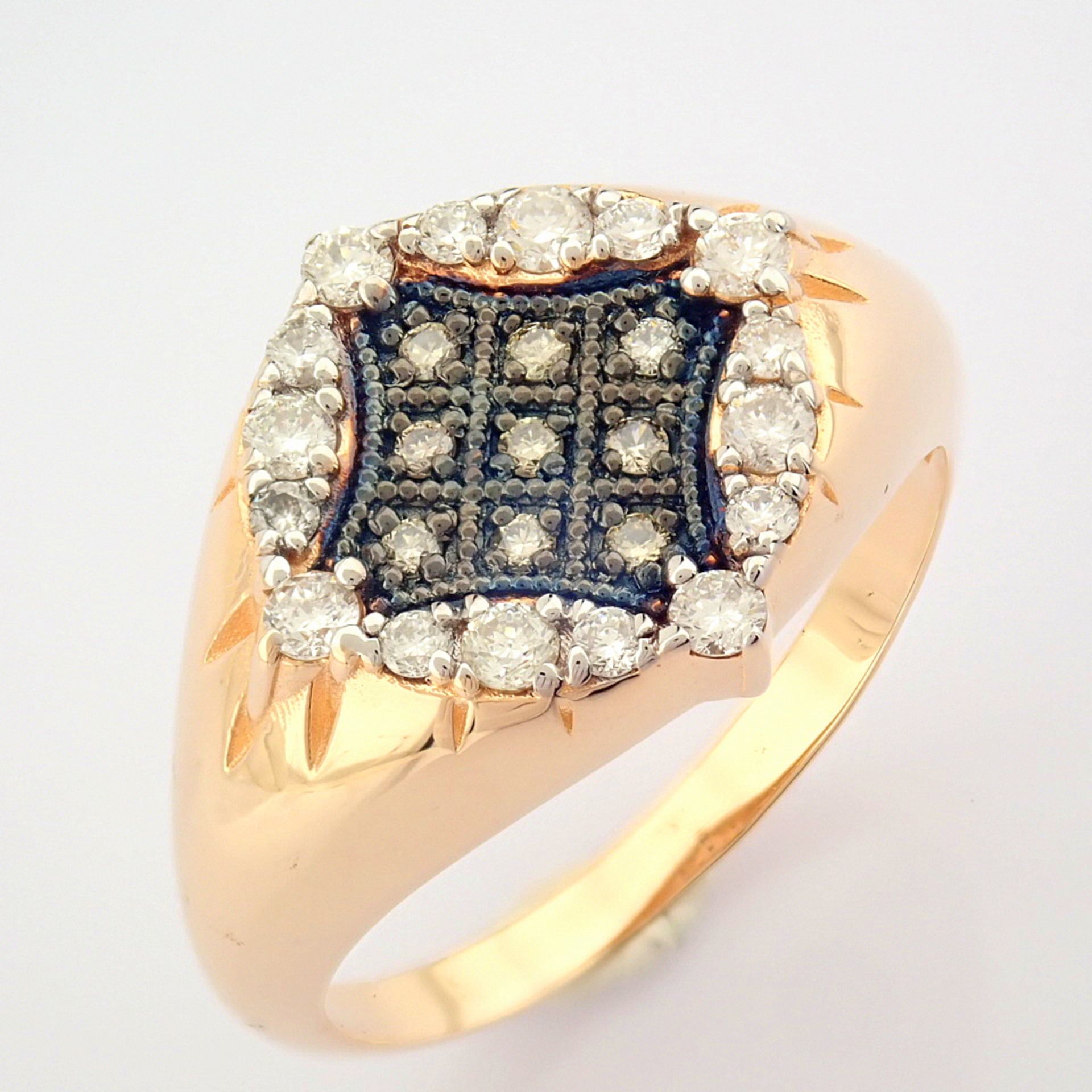 Certificated 14K Rose/Pink Gold Diamond & Brown Diamond Ring (Total 0.38 ct Stone) - Image 2 of 7