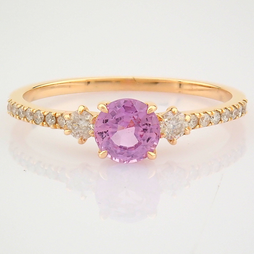 Certificated 14K Rose/Pink Gold Diamond Ring (Total 0.85 ct Stone) - Image 4 of 8