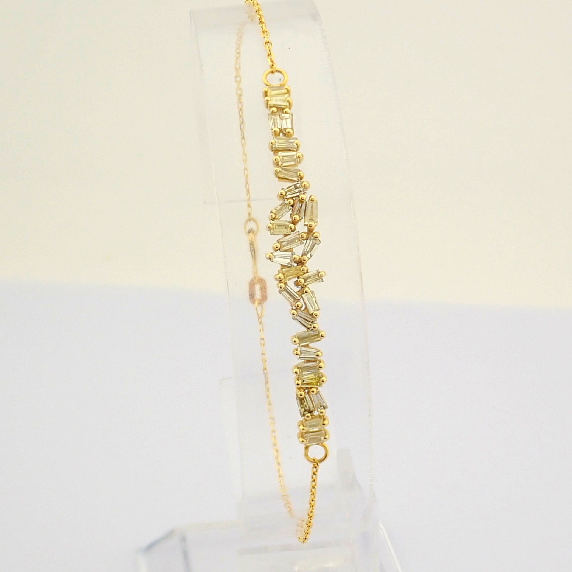 Certificated 14K Yellow Gold Fancy Diamond Bracelet (Total 0.84 ct Stone) - Image 6 of 7