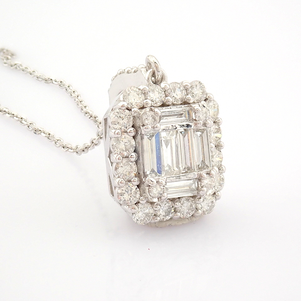 Certificated 14K White Gold Baguette Diamond & Diamond Pendant (Total 0.64 ct Stone) - Image 6 of 8