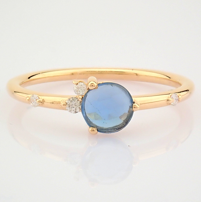 Certificated 14K Rose/Pink Gold Diamond & London Blue Topaz Ring (Total 0.53 ct Stone) - Image 4 of 8