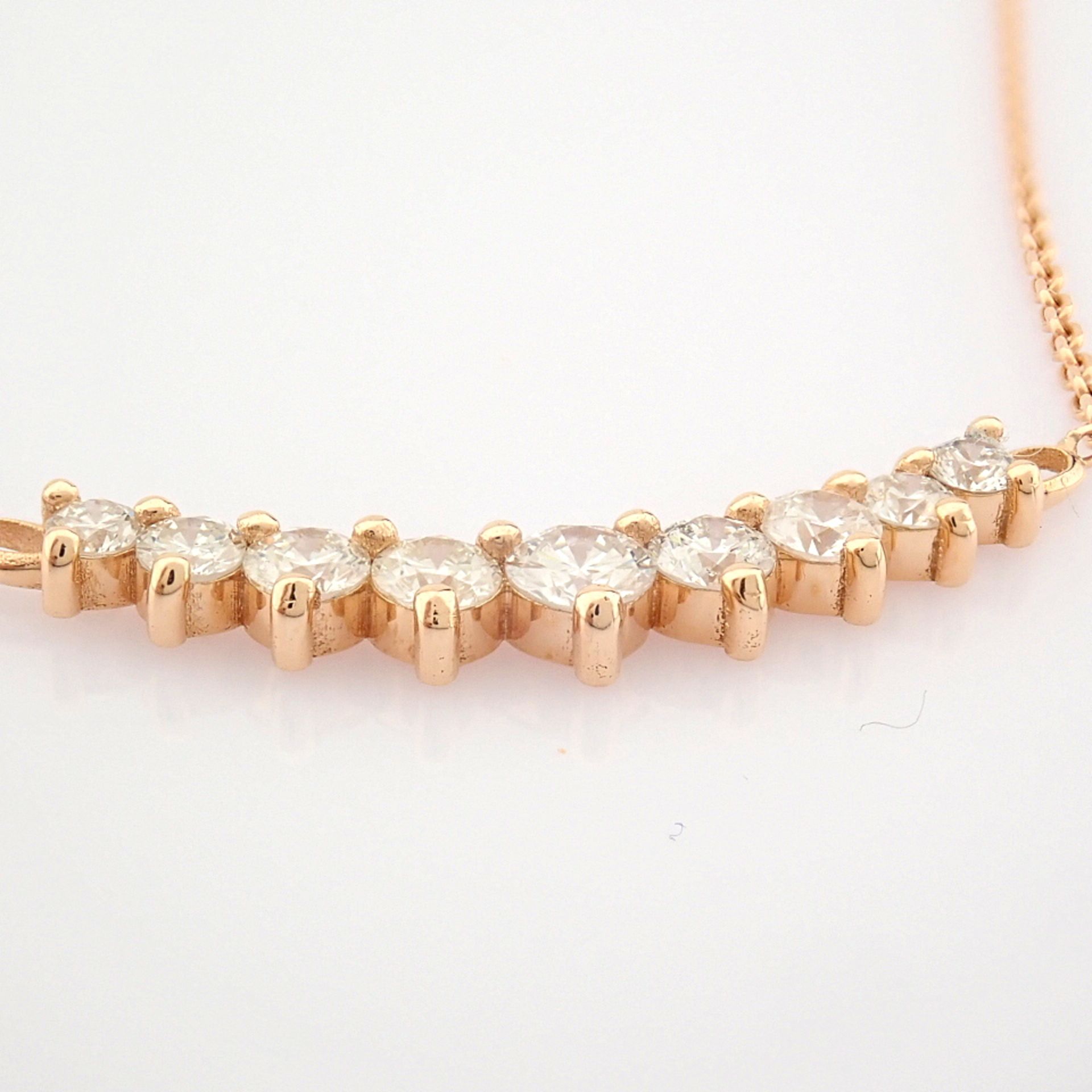 Certificated 14K Rose/Pink Gold Diamond Necklace (Total 0.56 ct Stone) - Image 8 of 9