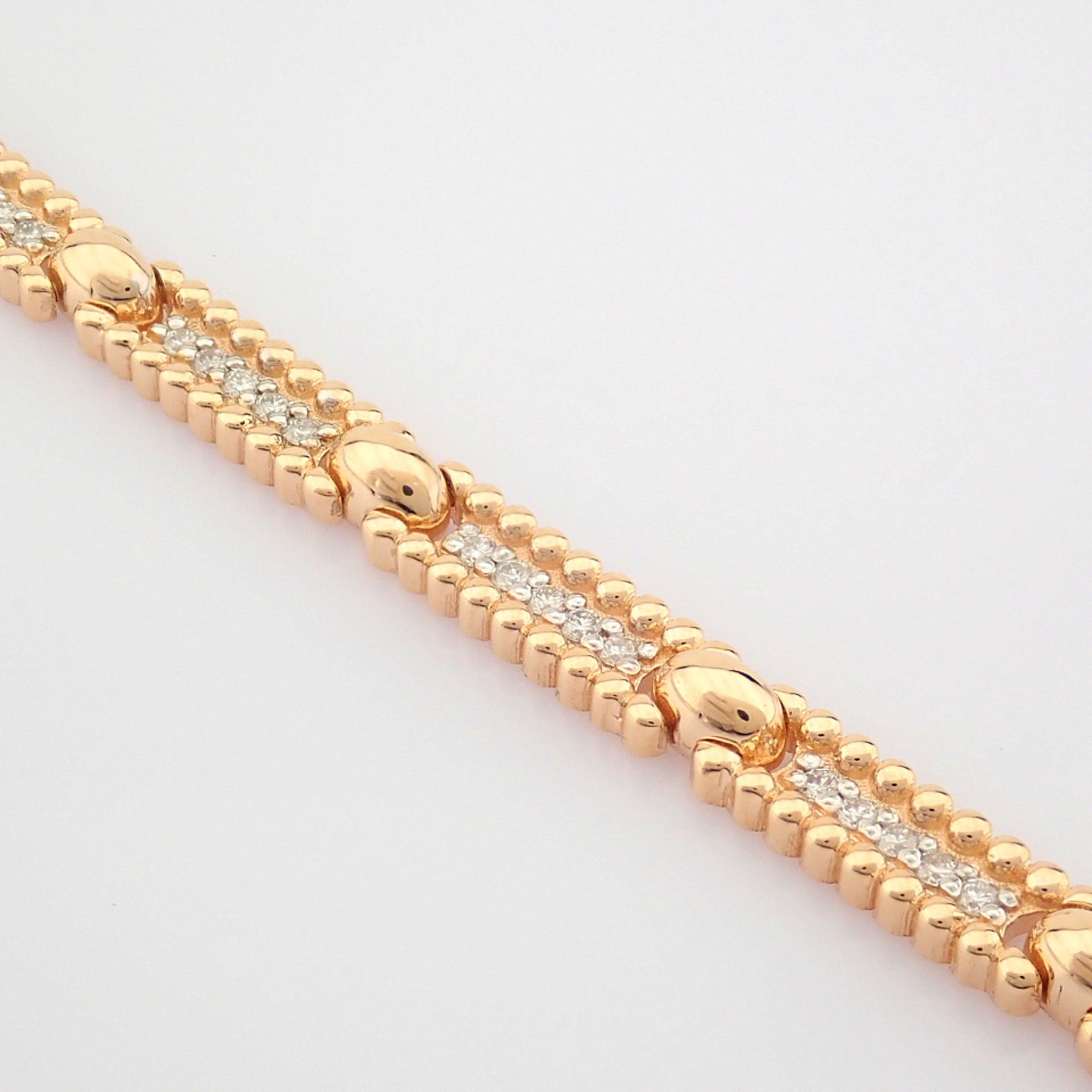 Certificated 14K Rose/Pink Gold Diamond Bracelet (Total 0.52 ct Stone) - Image 4 of 7