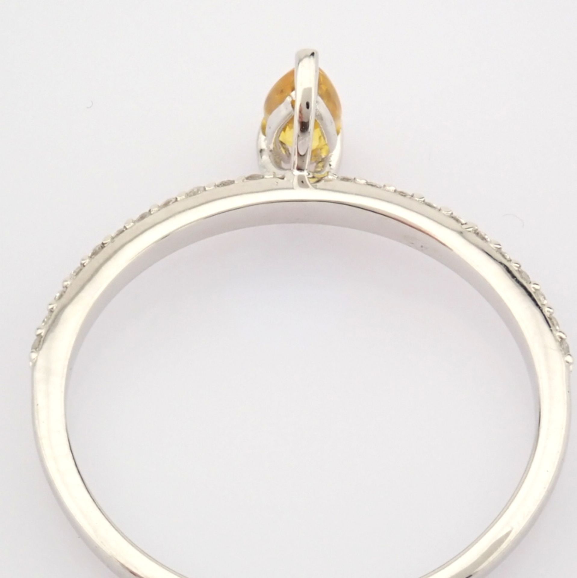 Certificated 14K White Gold Diamond & Citrin Ring (Total 0.45 ct Stone) - Image 3 of 11