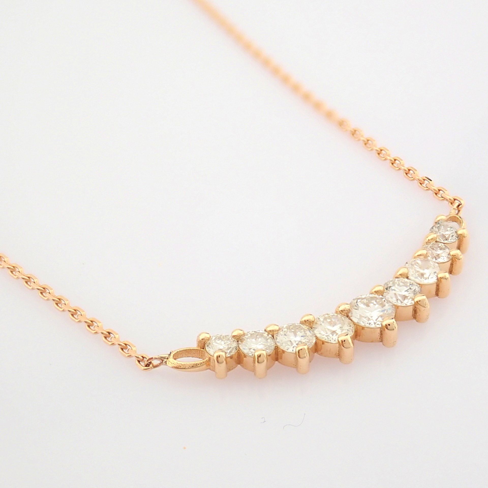 Certificated 14K Rose/Pink Gold Diamond Necklace (Total 0.56 ct Stone) - Image 4 of 9