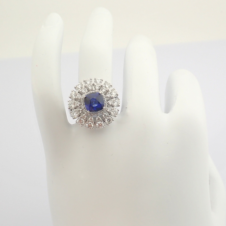 Certificated 14K White Gold Diamond & Sapphire Ring (Total 3.17 ct Stone) - Image 13 of 13