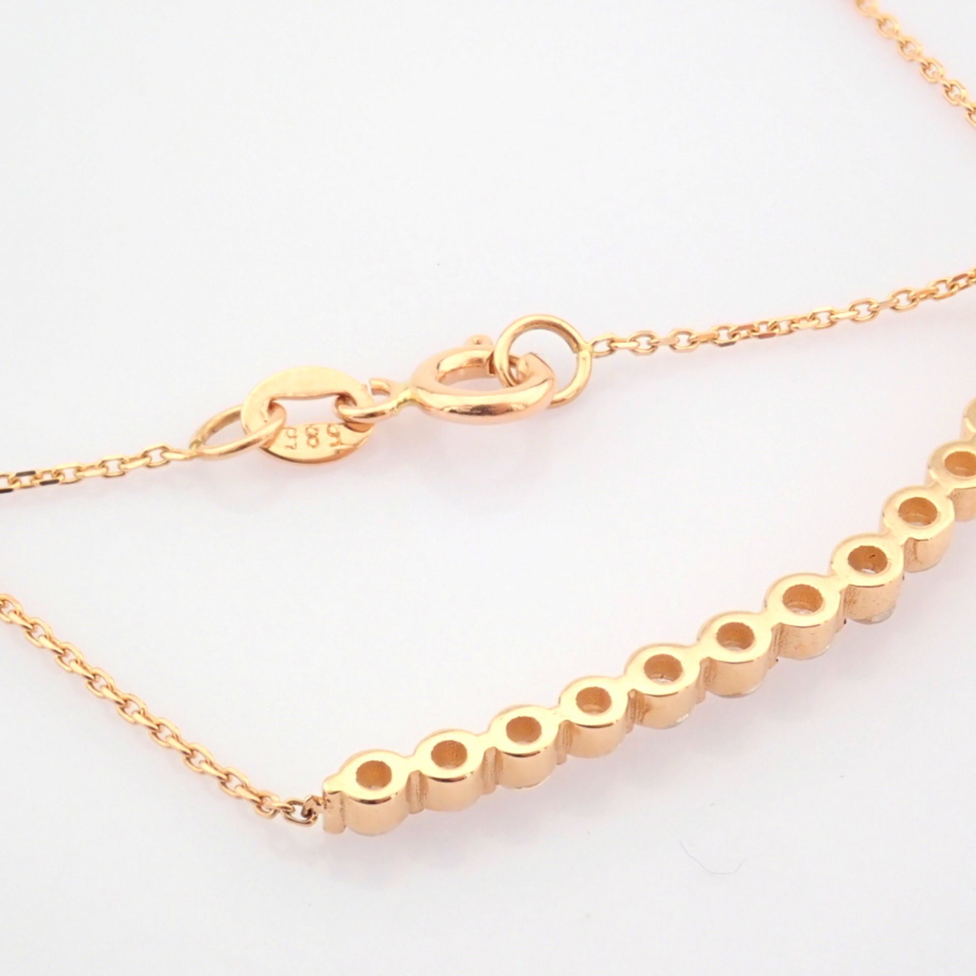 Certificated 14K Rose/Pink Gold Diamond Necklace (Total 0.49 ct Stone) - Image 8 of 9