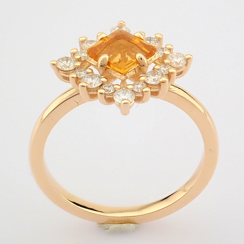 Certificated 14K Rose/Pink Gold Diamond & Citrin Ring (Total 0.97 ct Stone) - Image 2 of 9