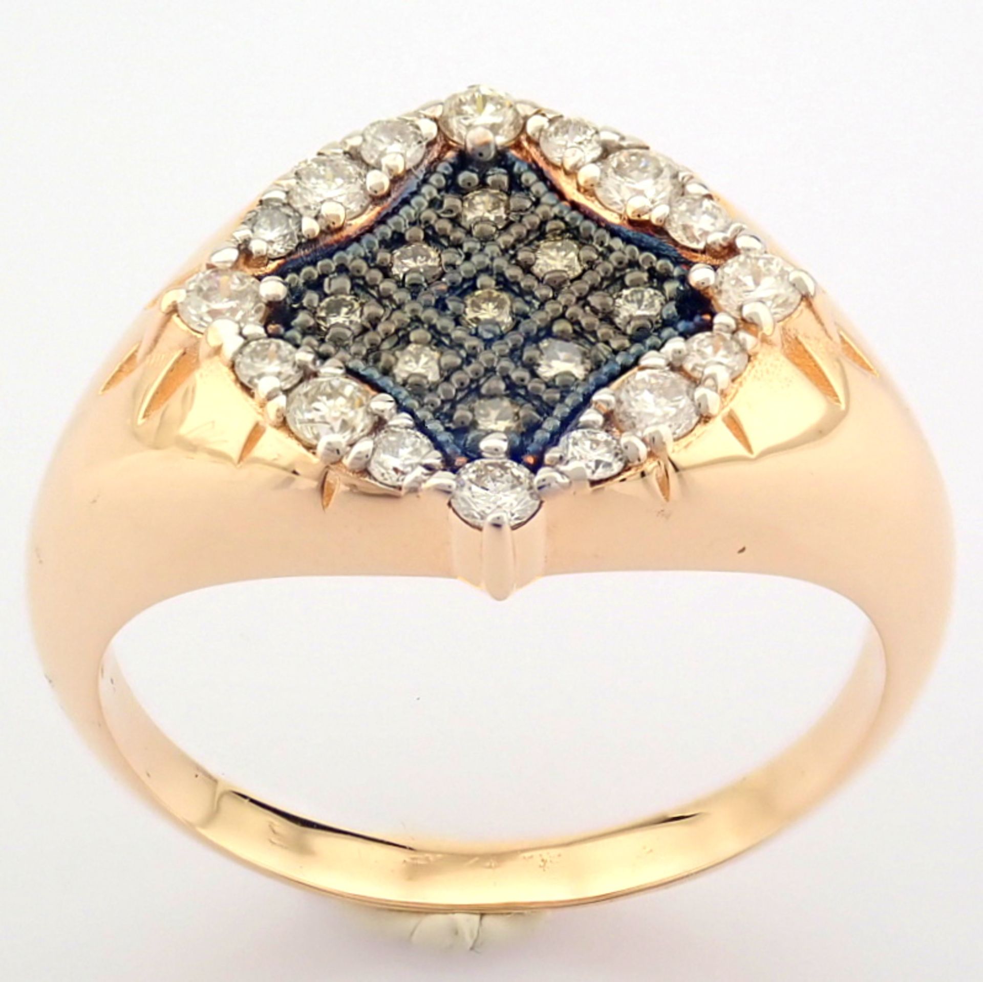 Certificated 14K Rose/Pink Gold Diamond & Brown Diamond Ring (Total 0.38 ct Stone)