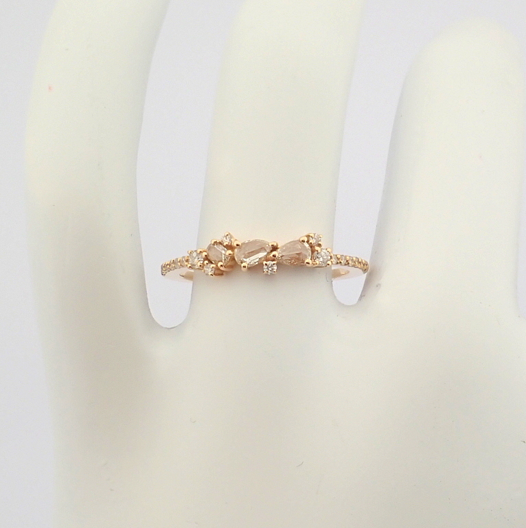 Certificated 14K Rose/Pink Gold Rose Cut Diamond & Diamond Ring (Total 0.25 ct Stone) - Image 6 of 9