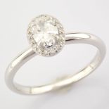 Certificated 14K White Gold Diamond Ring (Total 0.47 ct Stone)