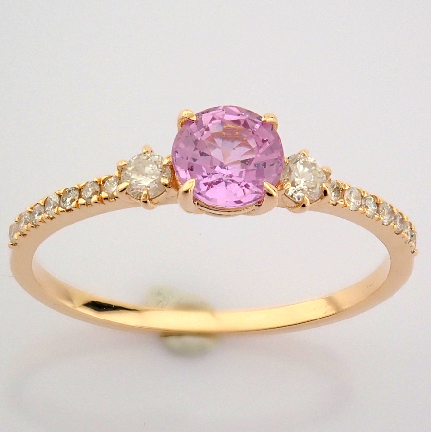 Certificated 14K Rose/Pink Gold Diamond Ring (Total 0.85 ct Stone) - Image 2 of 8