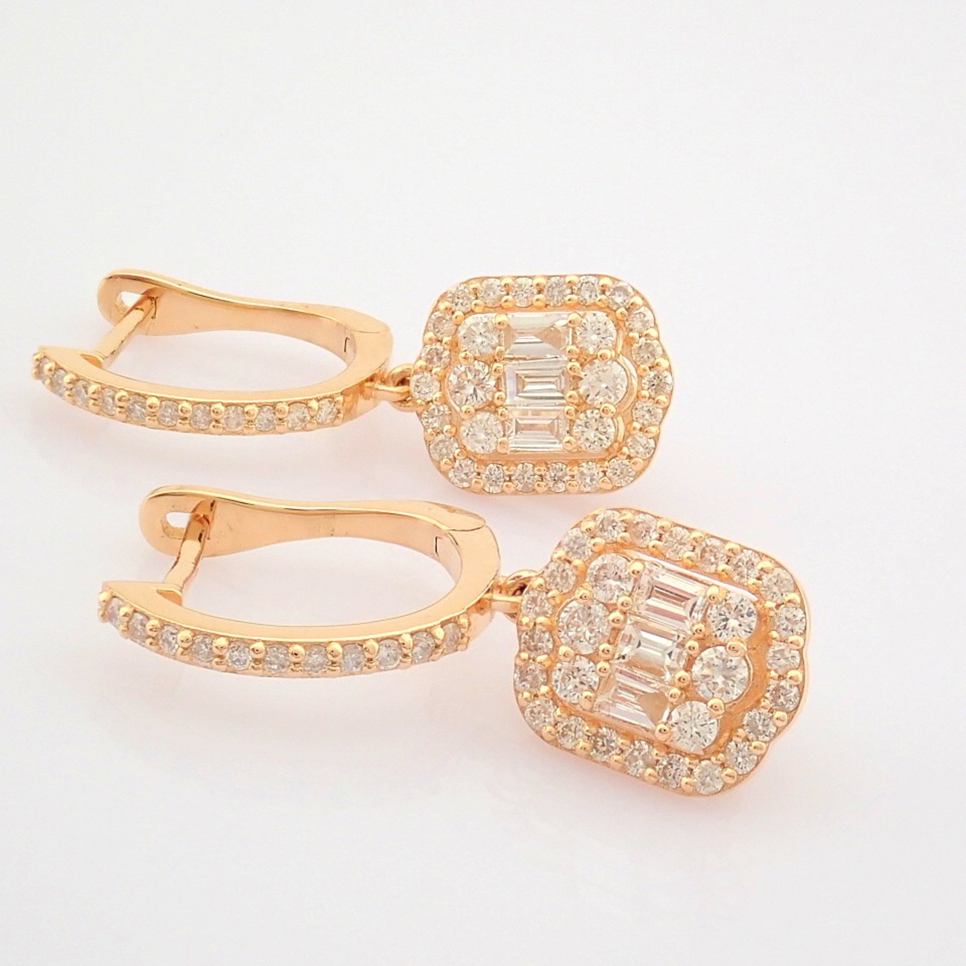 Certificated 14K Rose/Pink Gold Diamond Earring (Total 0.85 ct Stone)