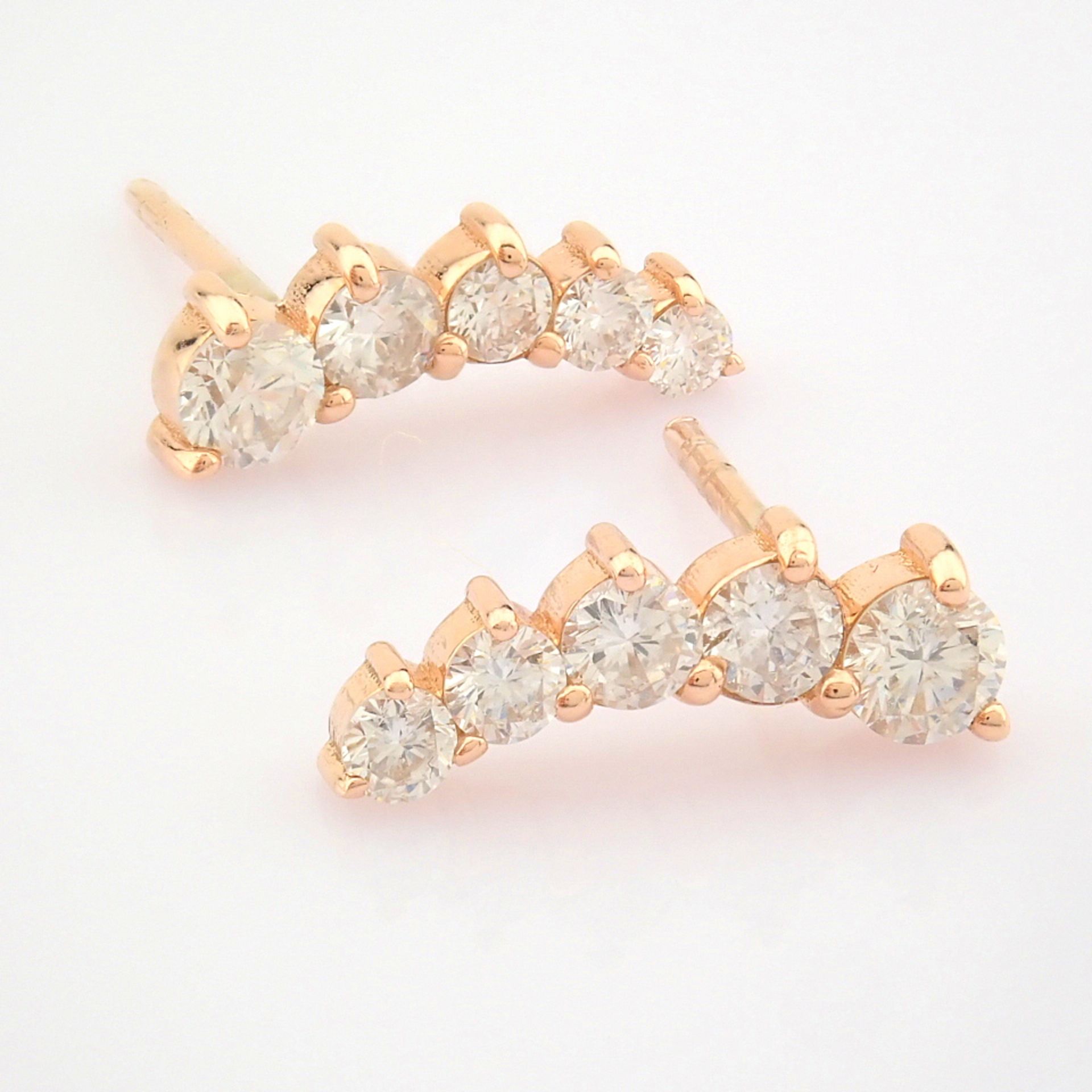 Certificated 14K Rose/Pink Gold Diamond Earring (Total 0.53 ct Stone) - Image 6 of 7