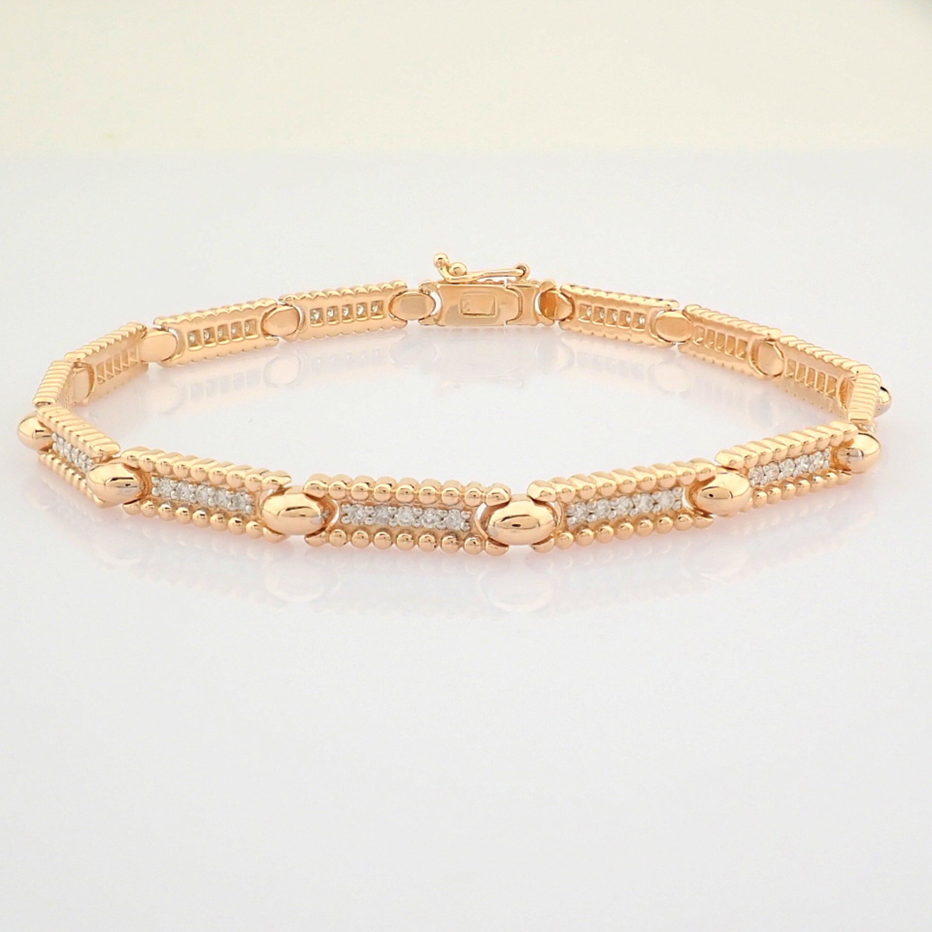 Certificated 14K Rose/Pink Gold Diamond Bracelet (Total 0.52 ct Stone) - Image 2 of 7