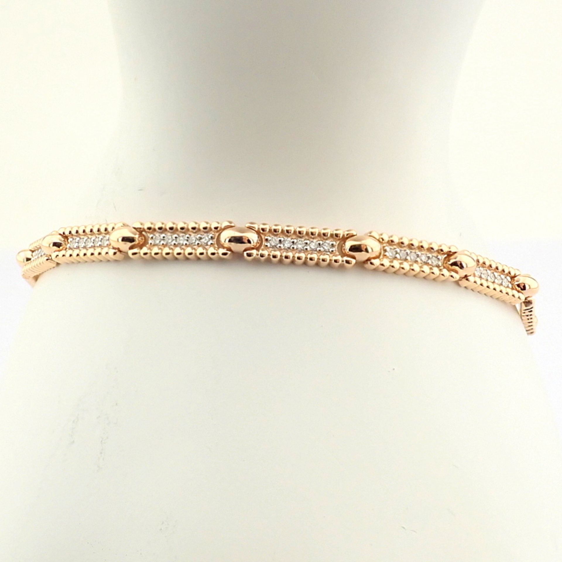 Certificated 14K Rose/Pink Gold Diamond Bracelet (Total 0.52 ct Stone) - Image 3 of 7