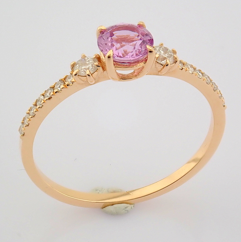 Certificated 14K Rose/Pink Gold Diamond Ring (Total 0.85 ct Stone) - Image 3 of 8