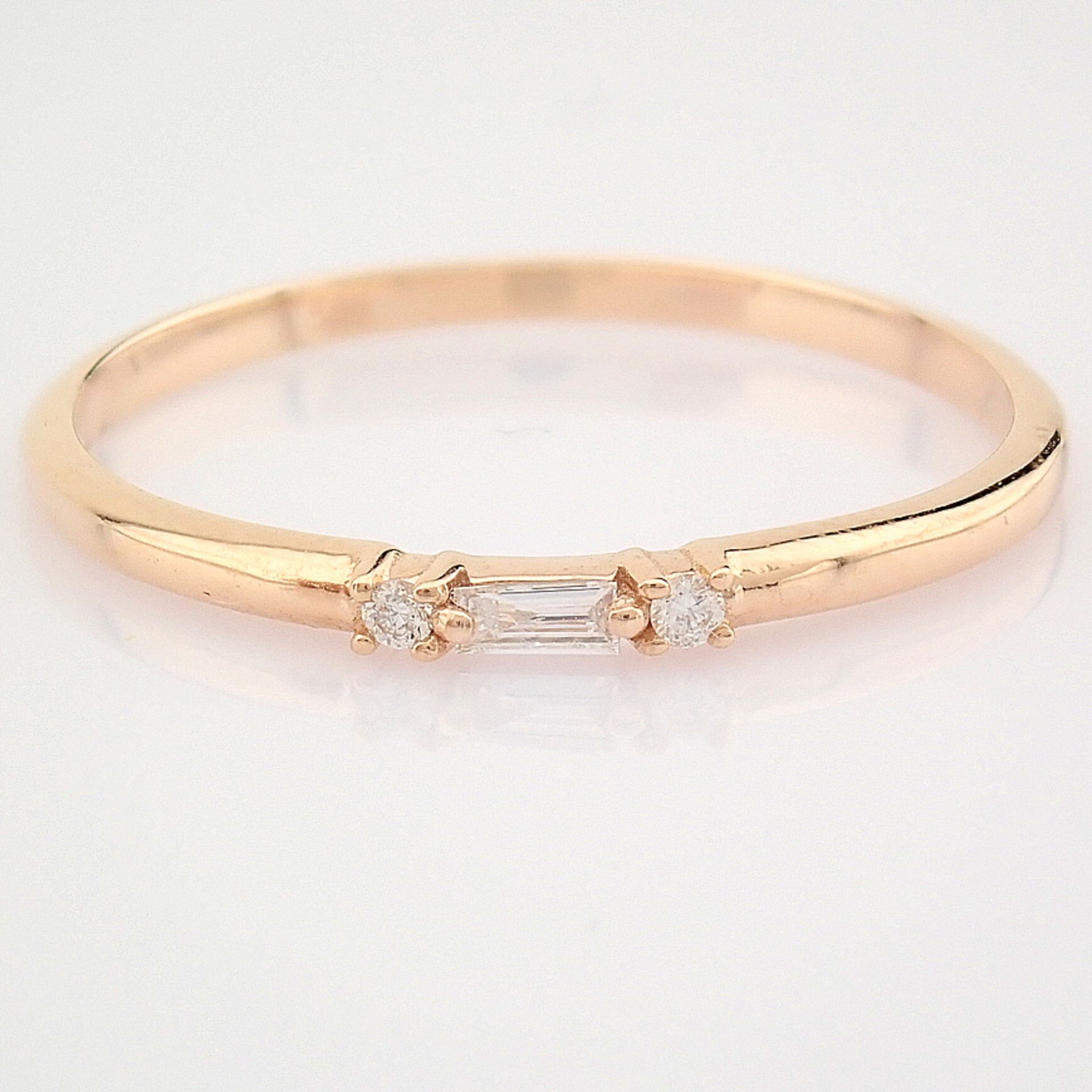 Certificated 14K Rose/Pink Gold Baguette Diamond & Diamond Ring (Total 0.04 ct Stone)