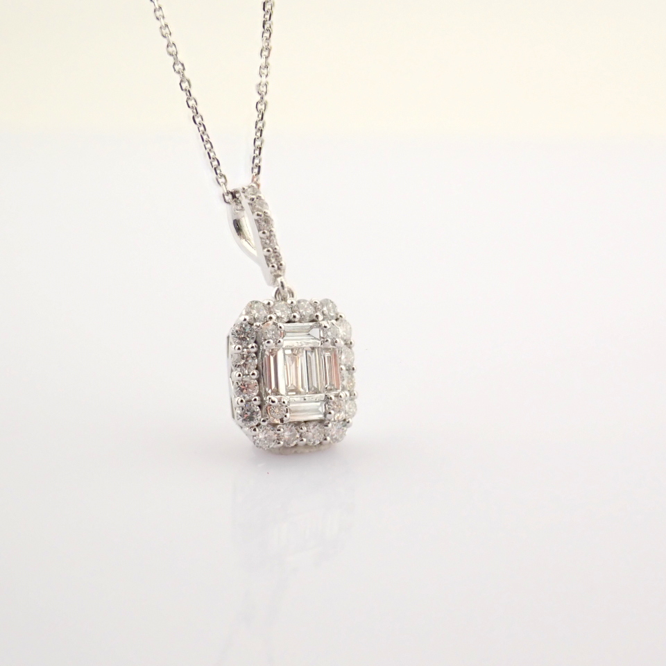 Certificated 14K White Gold Baguette Diamond & Diamond Pendant (Total 0.64 ct Stone) - Image 7 of 8