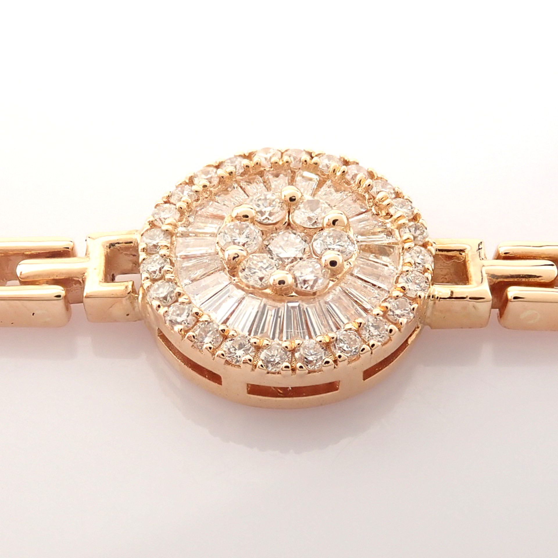 Certificated 14K Rose/Pink Gold Diamond & Baguette Diamond Bracelet (Total 0.52 ct Stone) - Image 7 of 8