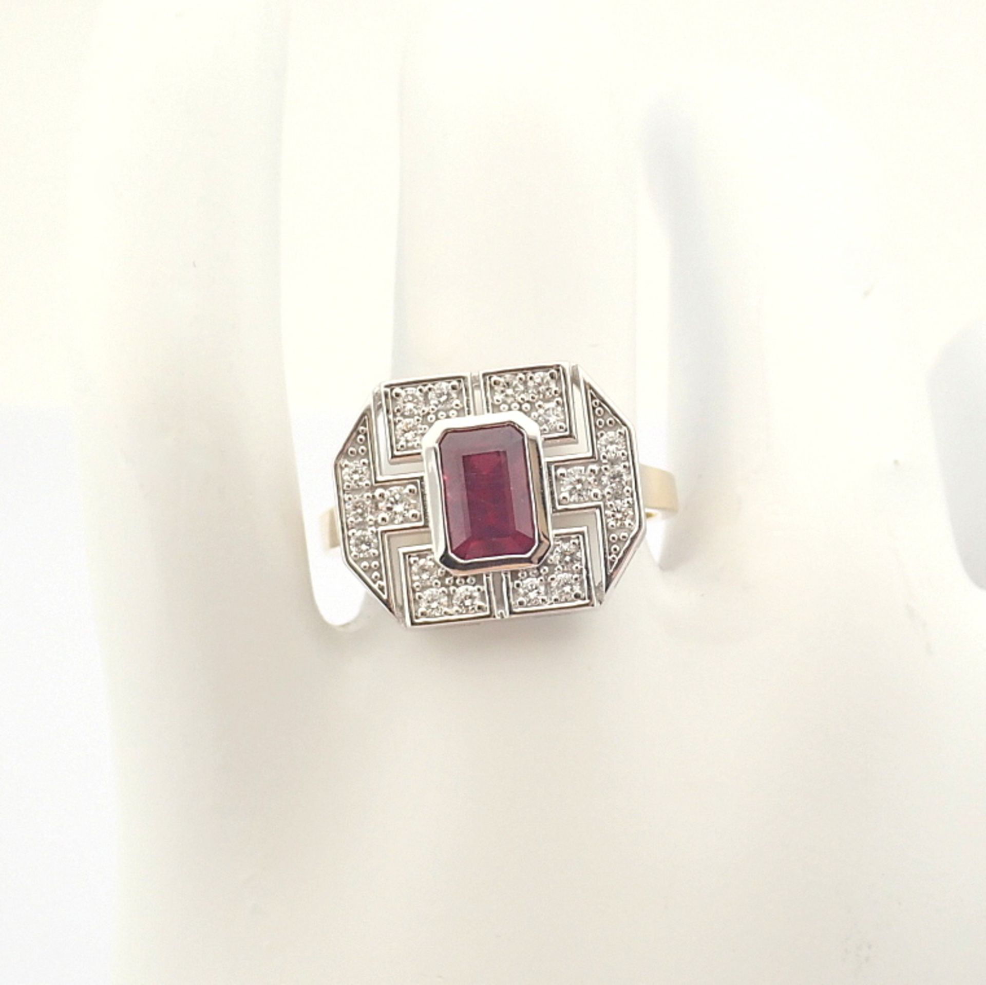 Certificated 14K Yellow and White Gold Diamond & Ruby Ring (Total 1.82 ct Stone) - Image 6 of 6