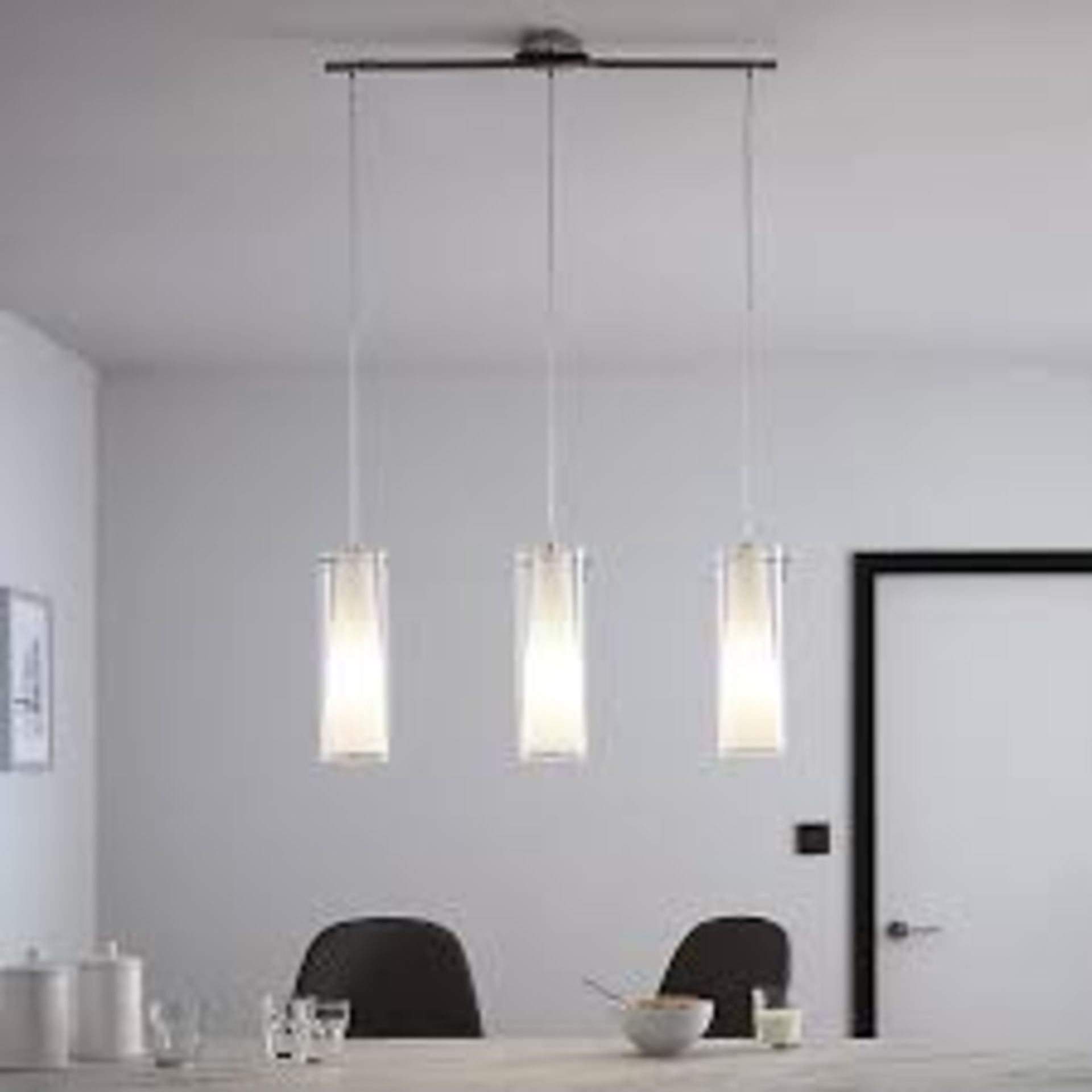 3 X DOMINIKA WHITE CHROME EFFECT 3 LAMP PENDANT CEILING LIGHTS 110MM RRP £75 EACH R17-2