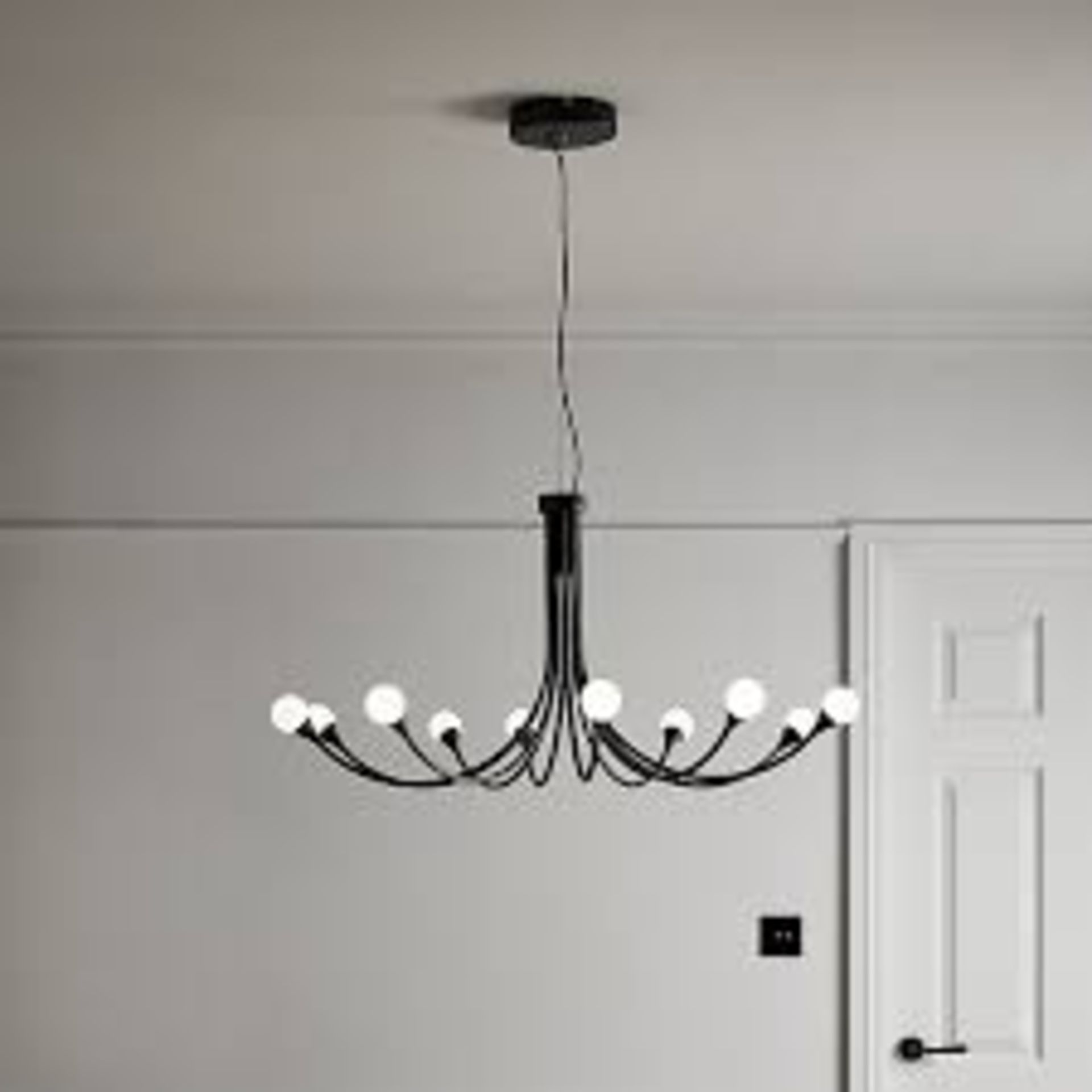 4 X GOODHOME KIRINDY MATT BLACK 10 LAMP PENDANT CEILING LIGHTS 820MM RRP £95 EACH R10-5