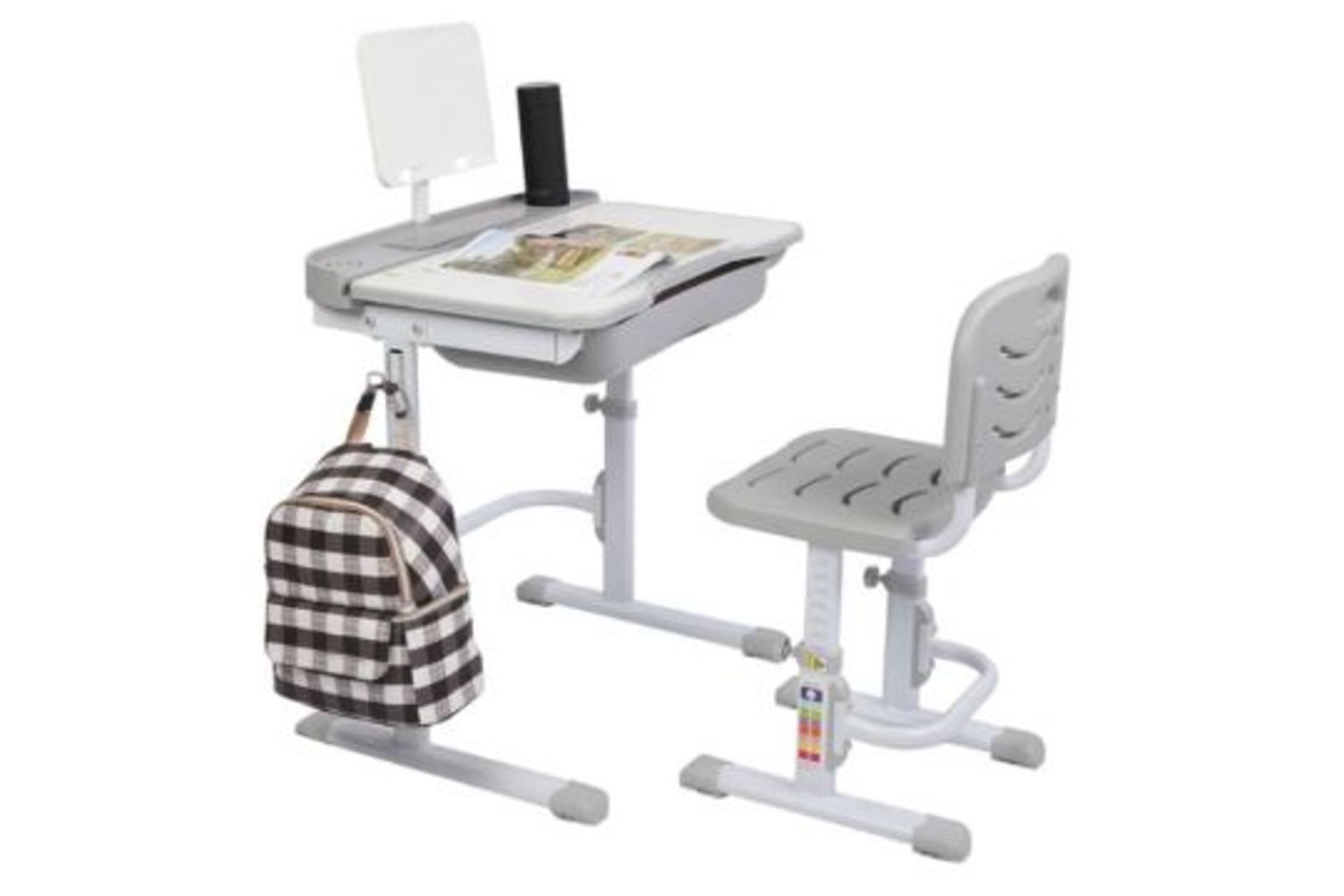 NEW BOXED Height Adjustable Kids Study Desk Chair Set with Drawer & Tilted Desktop. RRP £149.99.