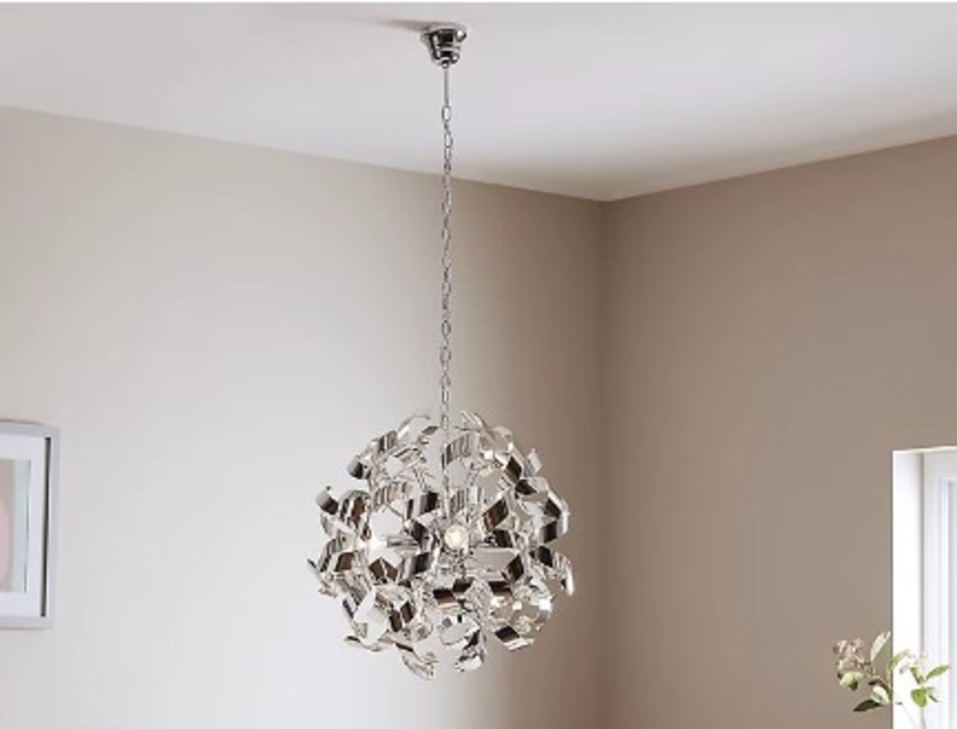 4 X CALADANE CHROME EFFECT 4 LAMP PENDANT CEILING LIGHTS 500MM RRP £85 EACH R9-5