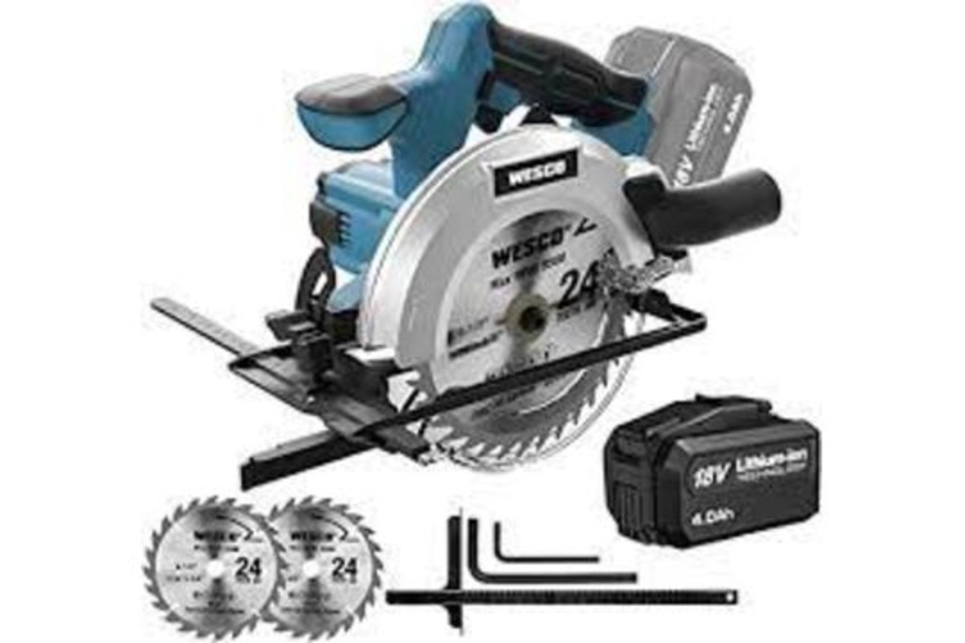 New Boxed WESCO Circular Saw, 4.0Ah 18v Cordless Circular Saw, Battery Circular Saw 4000 RPM, 0°