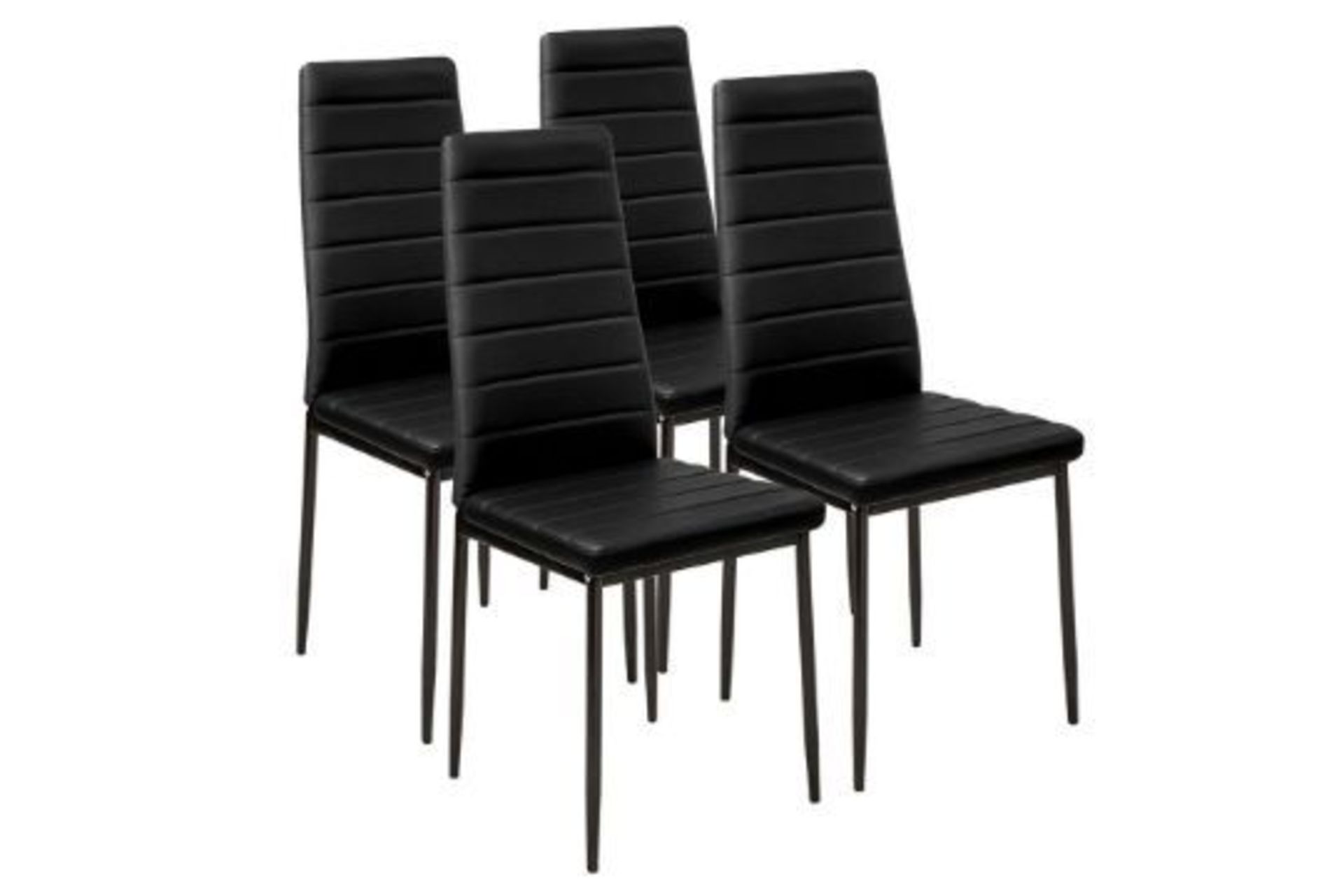 4 X NEW BOXED Modern Synthetic Leather Dining Chairs In Black. RRP £99.99 each, giving this lot a