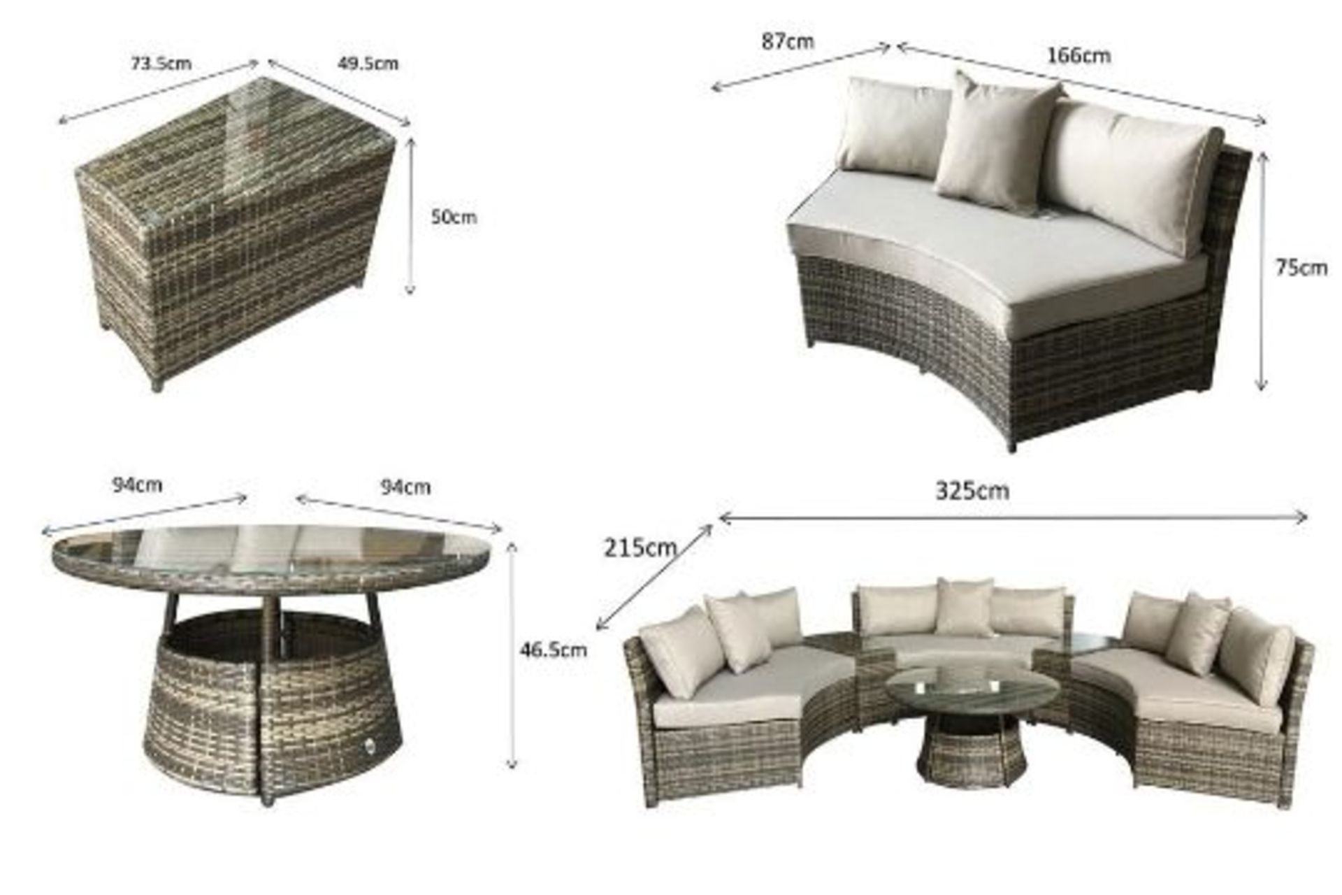 New & Boxed Luxury Signature Weave Garden Furniture - Juliet Grey Half Moon Sofa Set. RRP £2,999. - Image 3 of 3