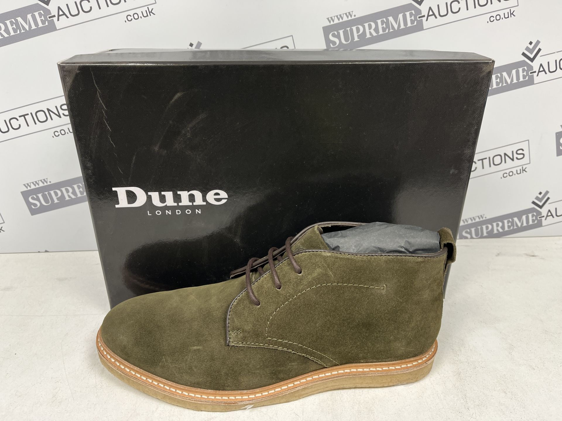 BRAND NEW DUNE LONDON KHAKI CREPE SOLE CHUKKA BOOTS SIZE 9 PCK4