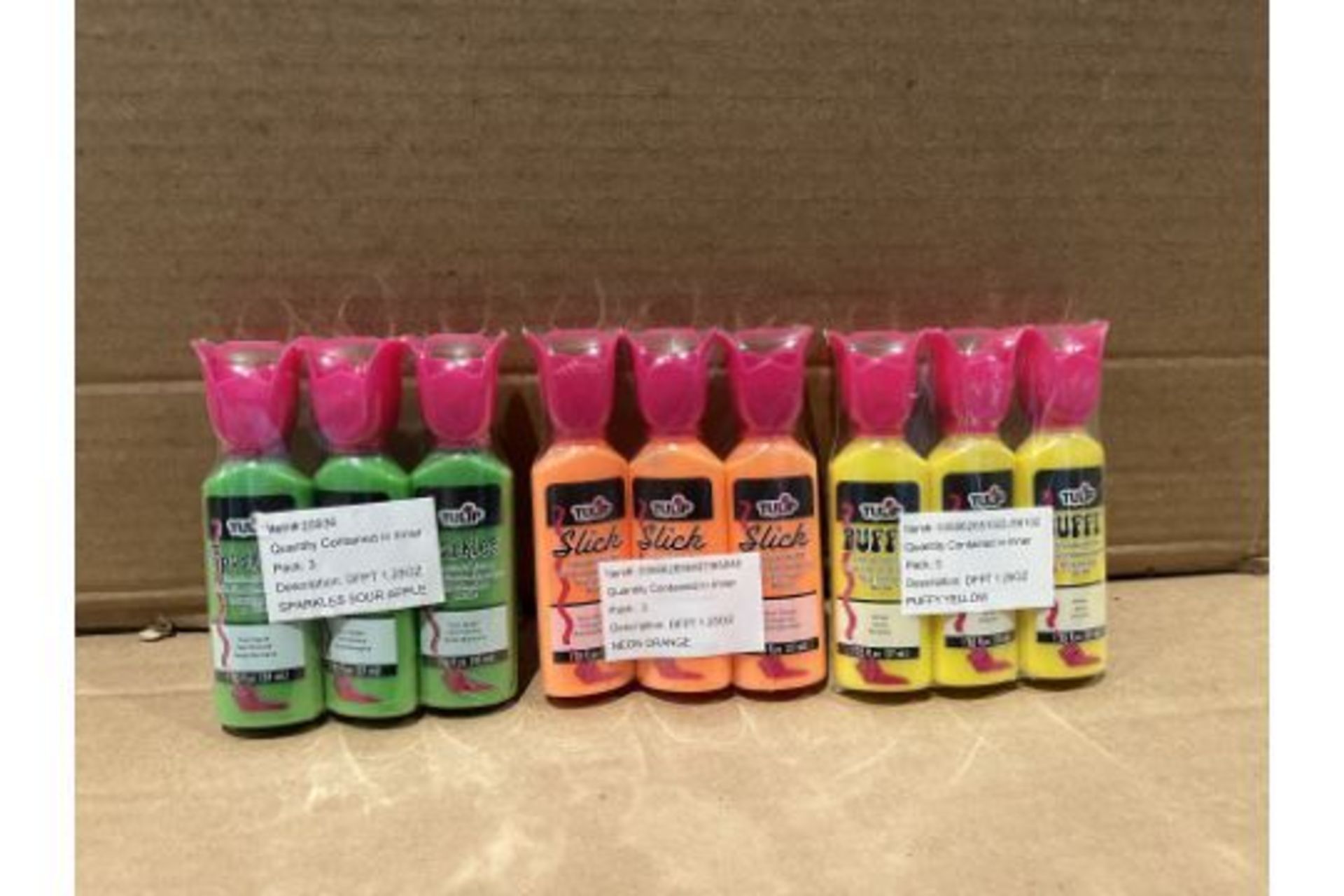 108 X BRAND NEW TULIP 1.25OZ CRAFT FABRIC PAINTS IN VARIOUS COLOURS S1-10