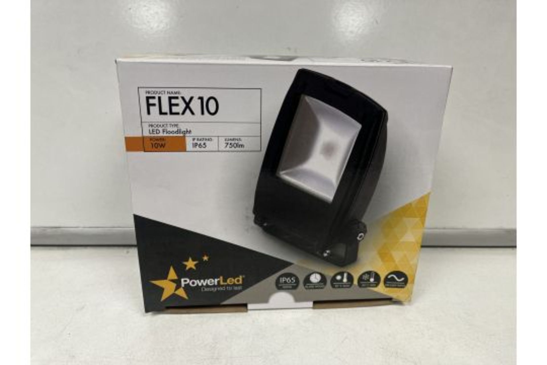 6 X NEW BOXED POWER LED FLEX 10 LED FLOODLIGHTS. 10W. IP65 RATED. 750 LUMENS. ROW6.7RACK