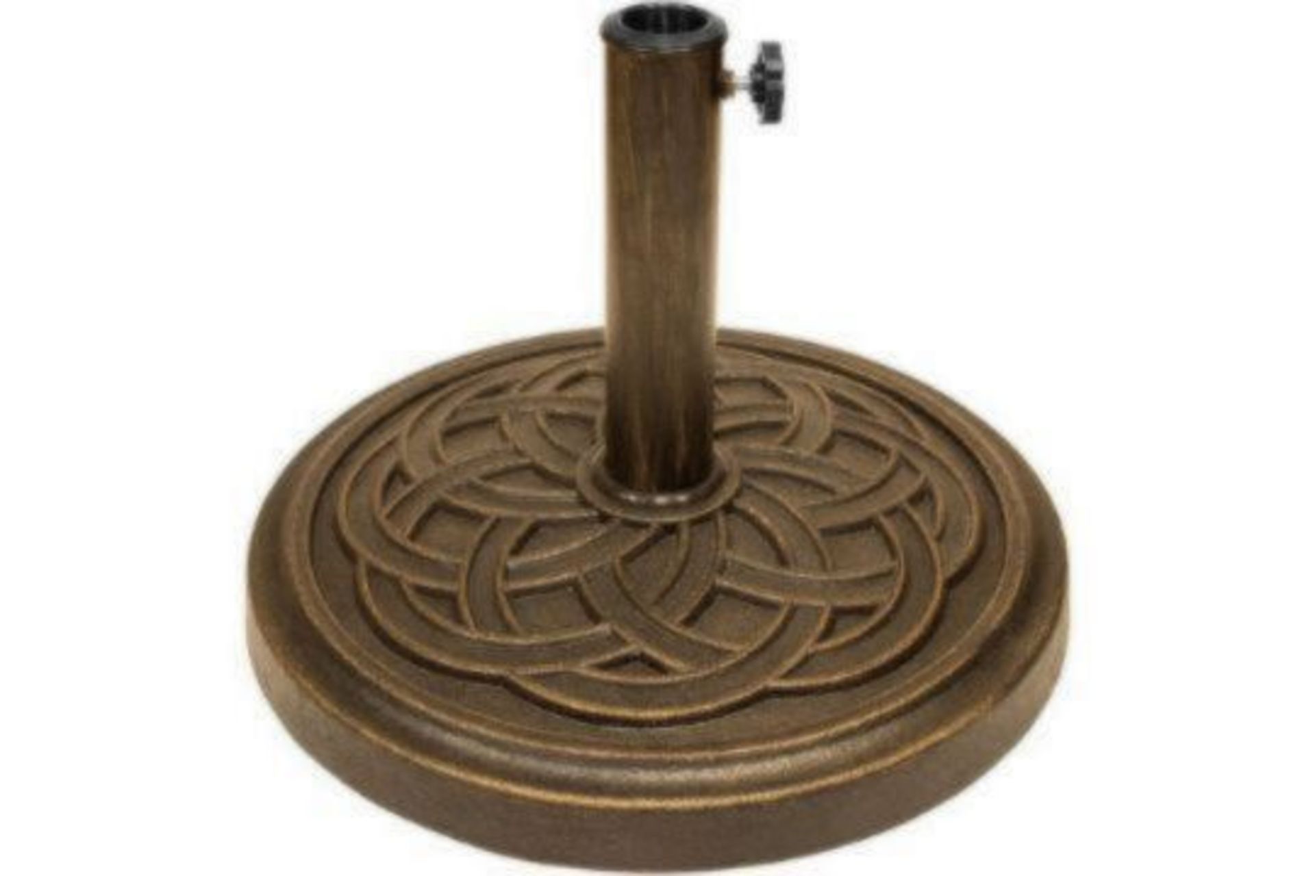 BRAND NEW CELTIC PATTERN RESIN PARASOL BASE 12KG BRONZE