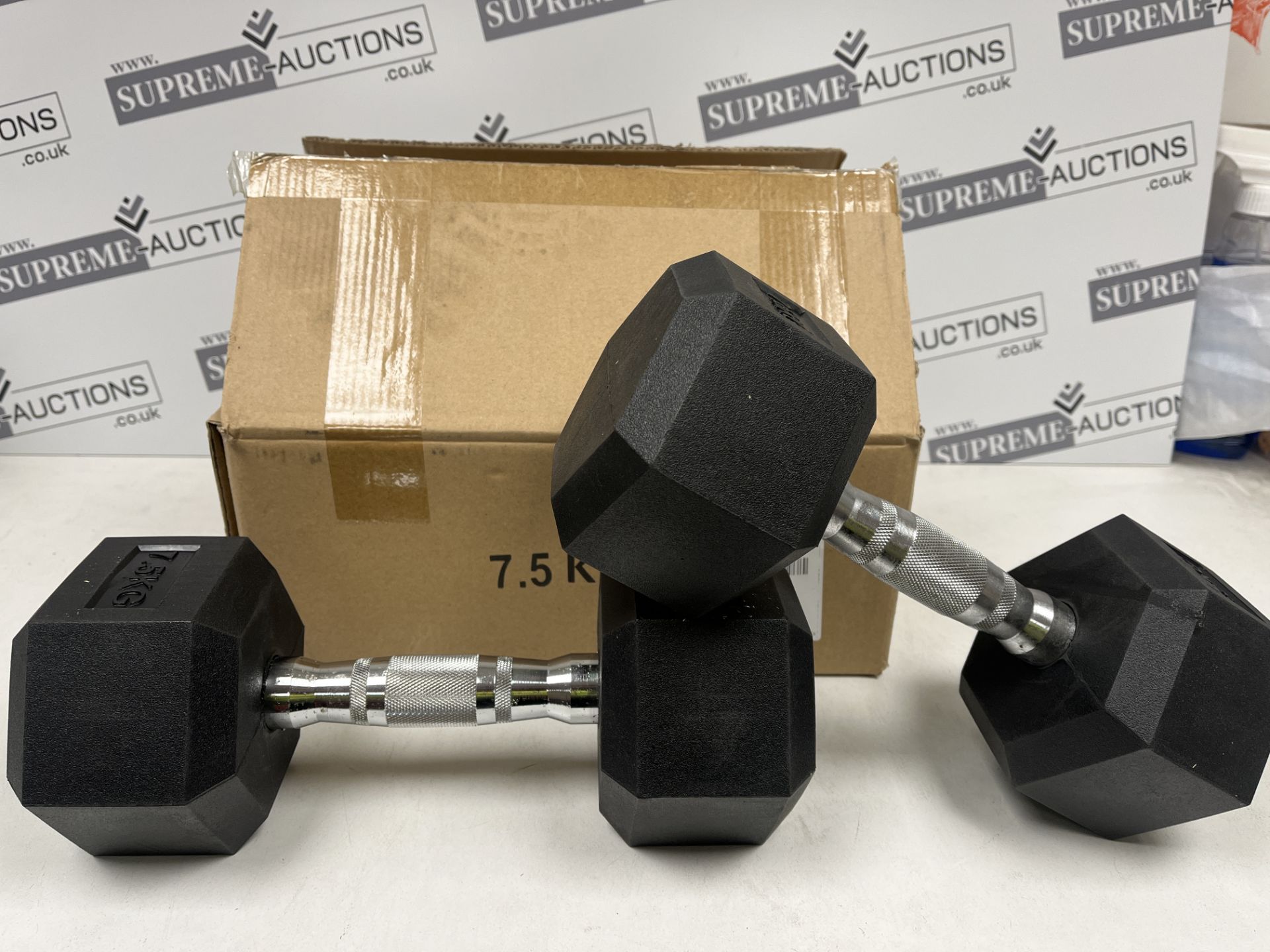 6 X BRAND NEW SETS OF 2 7.5KG PROFESSIONAL DUMBELLS BW