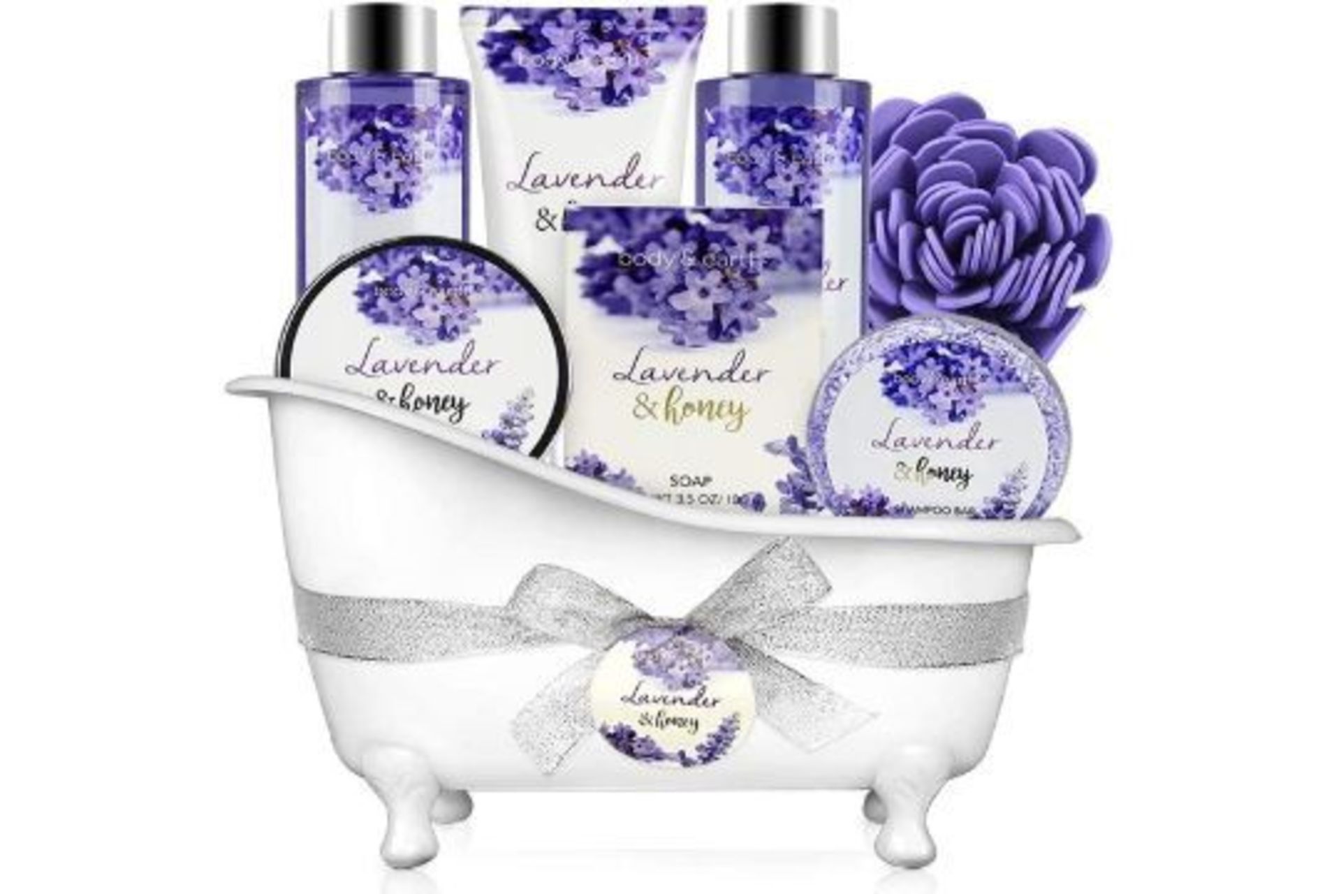 8 X NEW PACKAGED BODY & EARTH Lavender & Honey Spa Bathtub Set. (AMABE-3-1) Contents: This bath