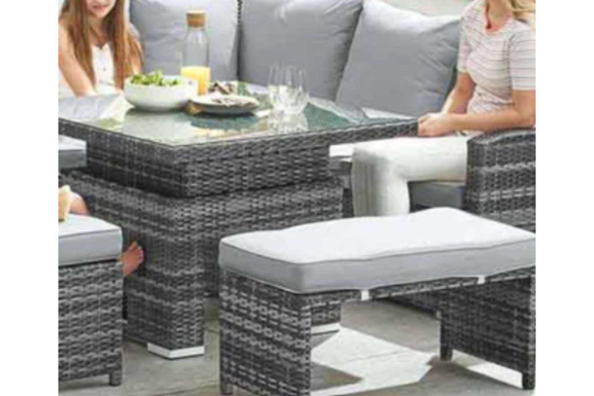 New & Boxed Nova Garden Furniture Cambridge Grey Weave Compact Corner Dining Set with Rising - Image 3 of 3