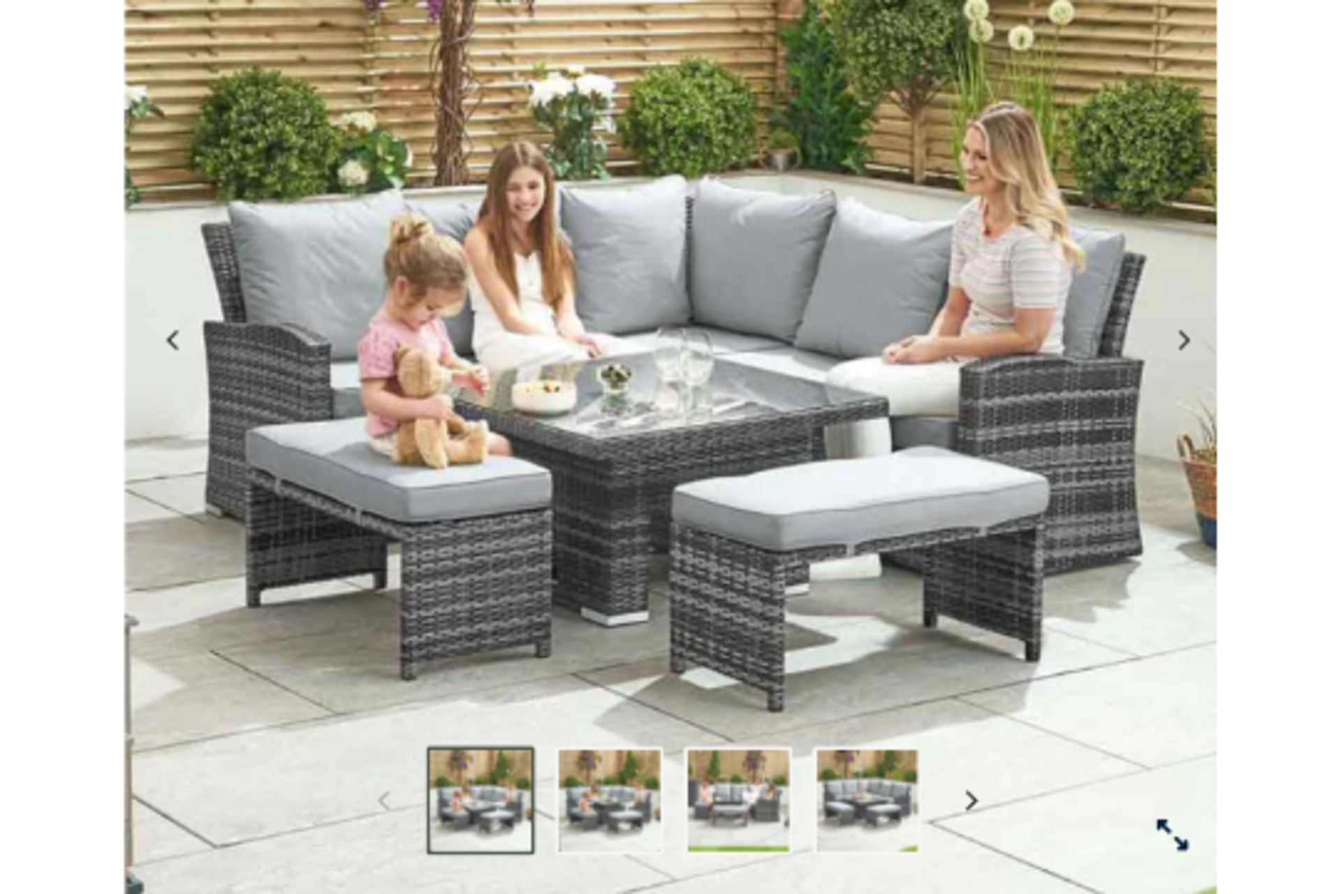 New & Boxed Nova Garden Furniture Cambridge Grey Weave Compact Corner Dining Set with Rising