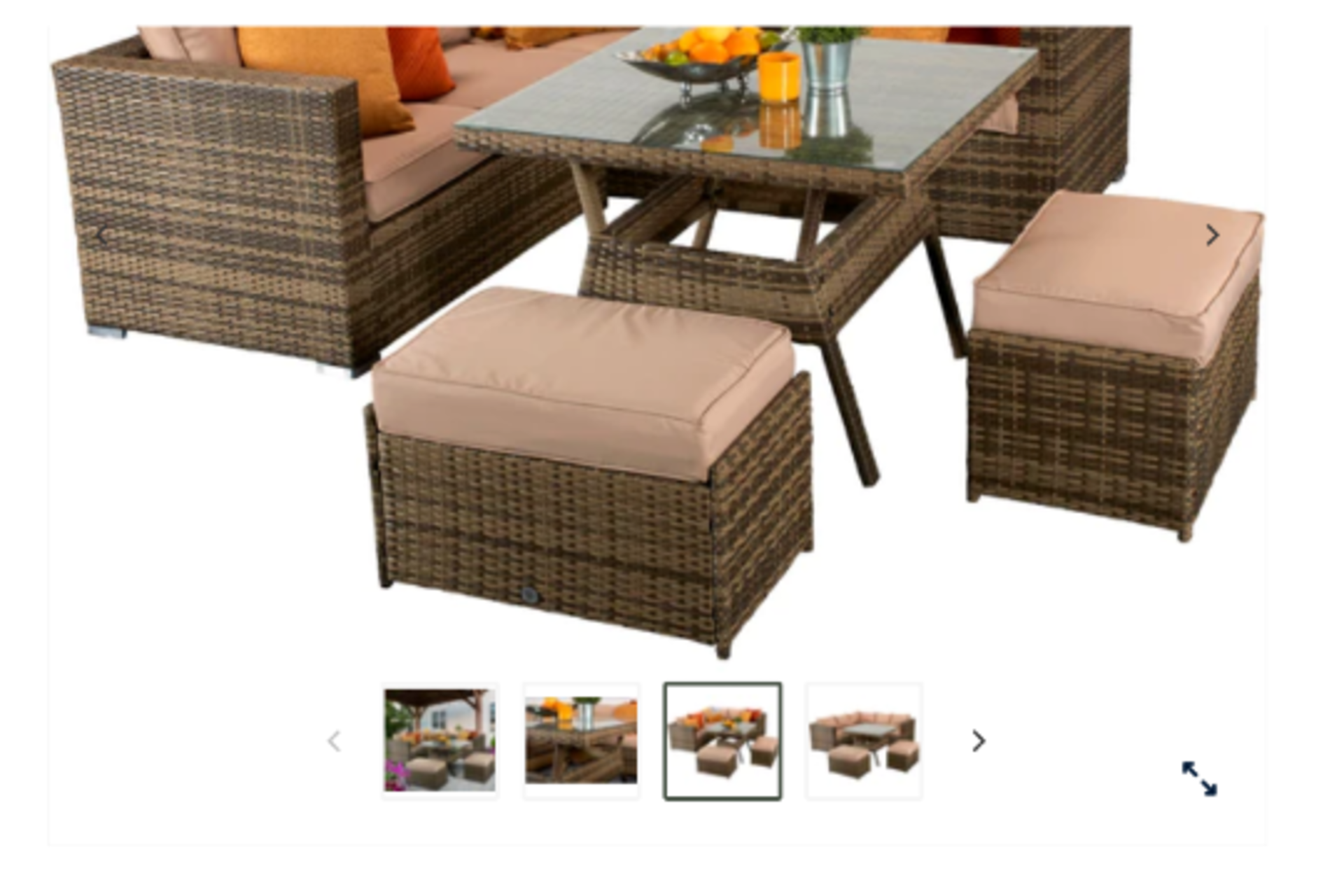 New & Boxed Luxury Signature Weave Garden Furniture Georgia Brown Natural Corner Dining Set. RRP £ - Image 2 of 3