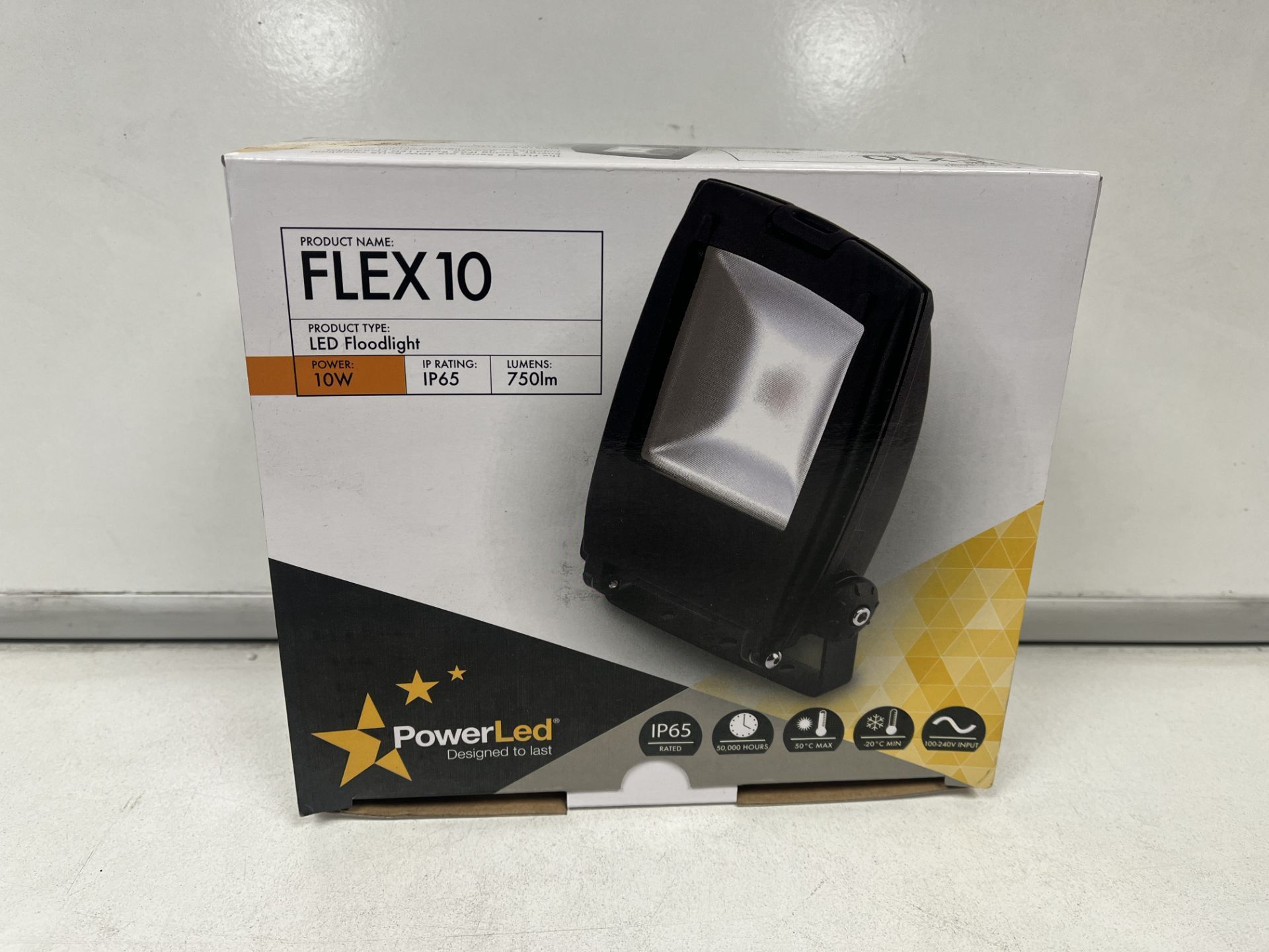 TRADE LOT 36 X NEW BOXED POWER LED FLEX 10 LED FLOODLIGHTS. 10W. IP65 RATED. 750 LUMENS. ROW6.7RACK