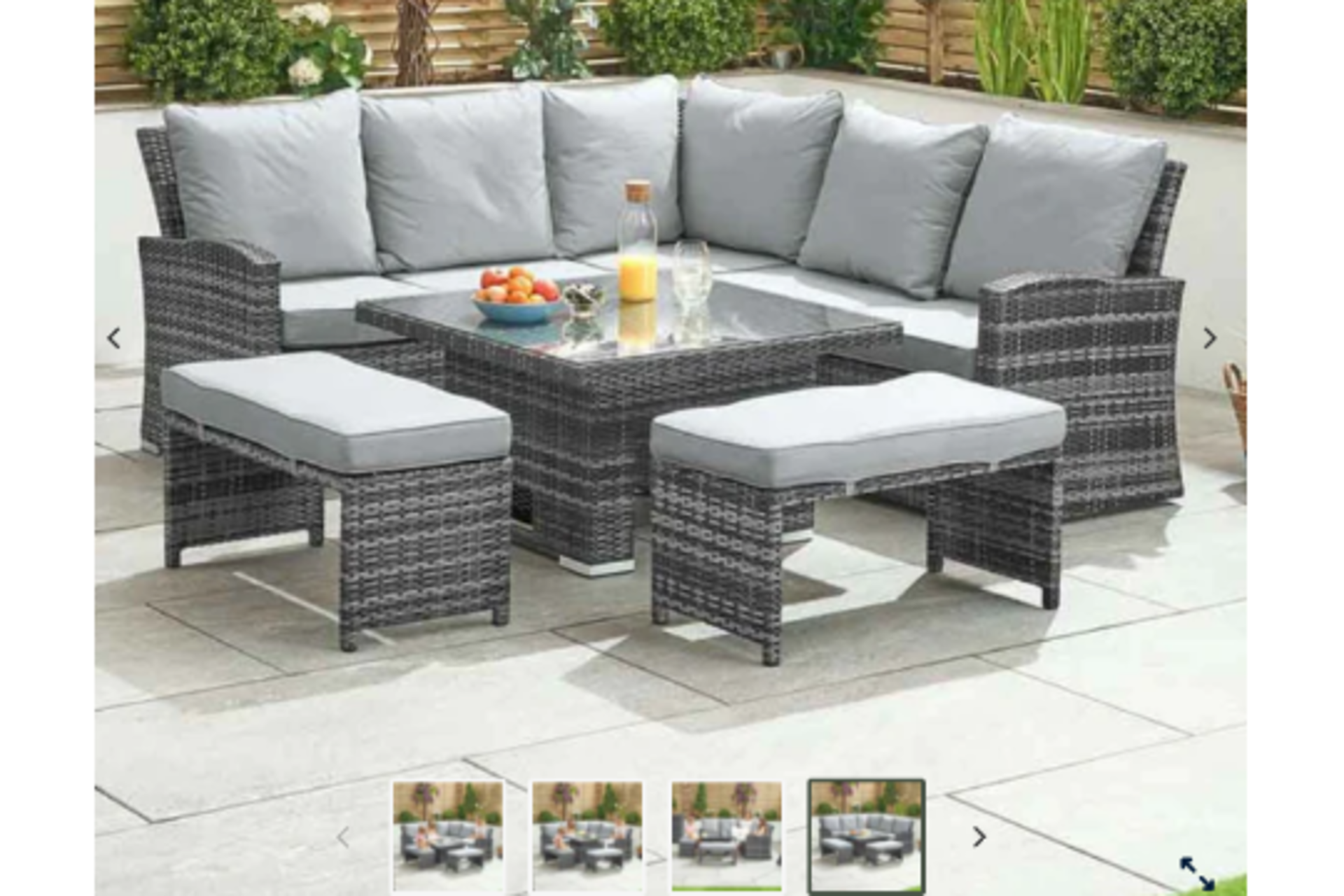 New & Boxed Nova Garden Furniture Cambridge Grey Weave Compact Corner Dining Set with Rising - Image 2 of 3