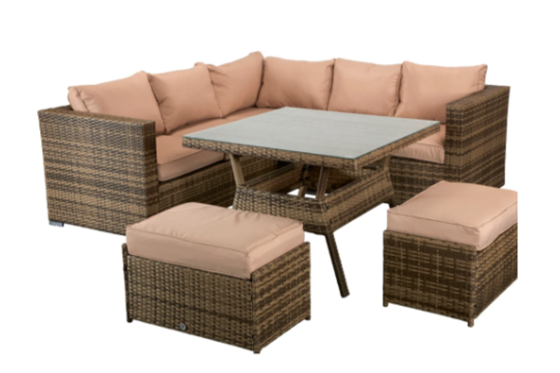 New & Boxed Luxury Signature Weave Garden Furniture Georgia Brown Natural Corner Dining Set. RRP £ - Image 3 of 3
