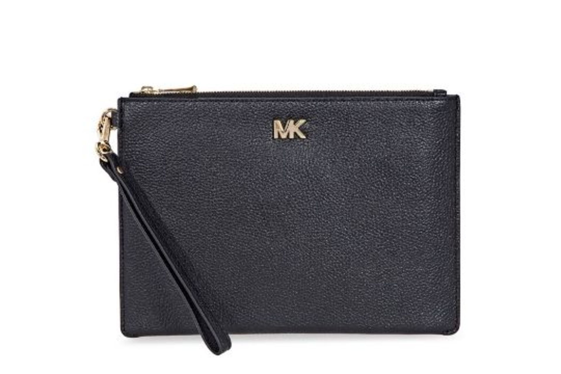 BRAND NEW MICHAEL KORS BLACK MEDIUM CLUTCH LEATHER WRISTLET BAG OFF