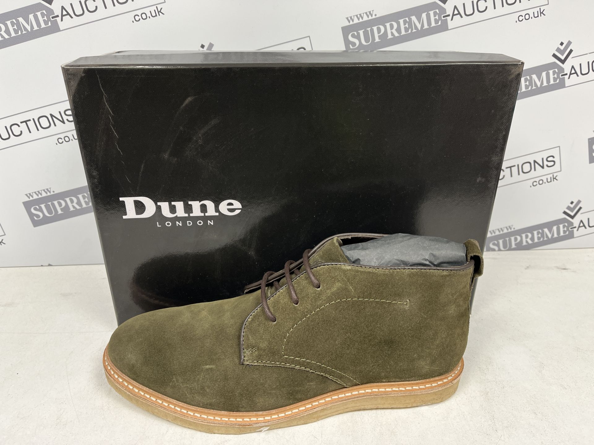 BRAND NEW DUNE LONDON KHAKI CREPE SOLE CHUKKA BOOTS SIZE 9 PCK4